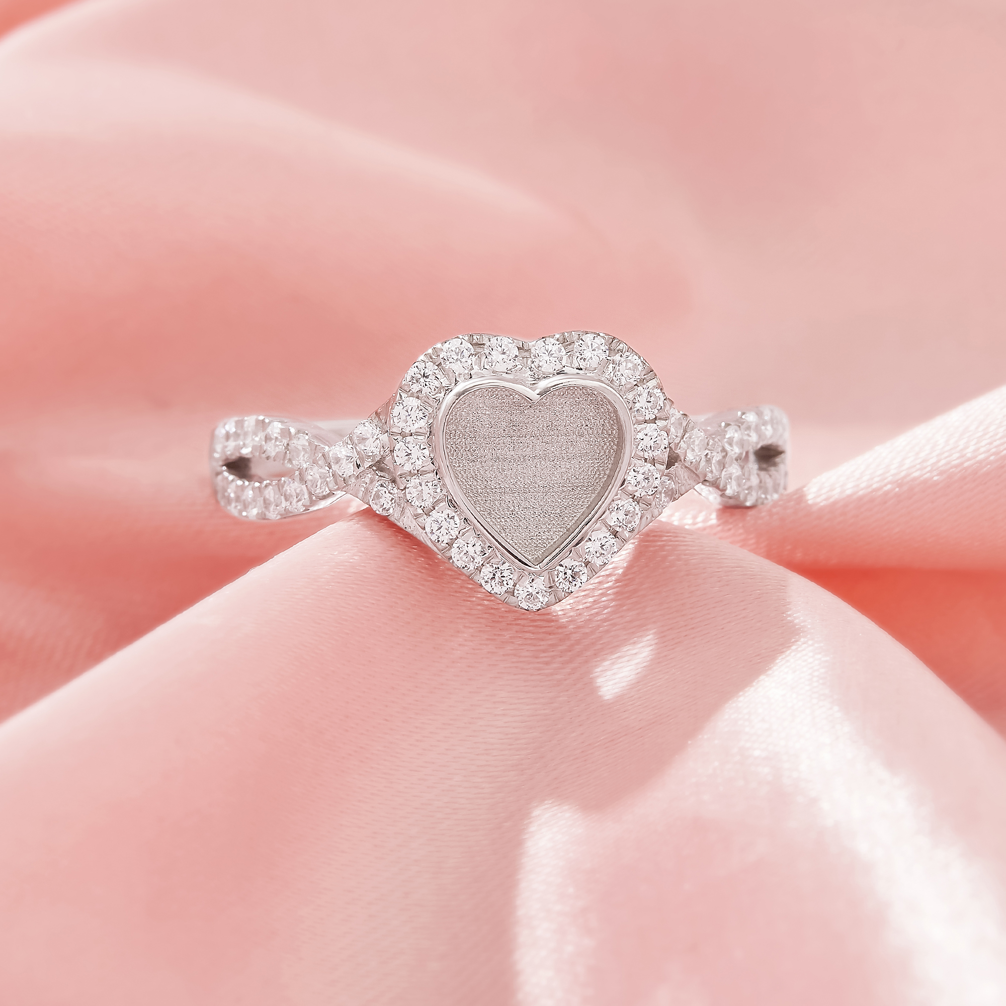 6MM Keepsake Breast Milk Resin Heart Bezel Ring Settings,Infinity Solid 925 Sterling Silver Heart Ring,Pave CZ Stone Ring,DIY Ring Supplies 1294922-1