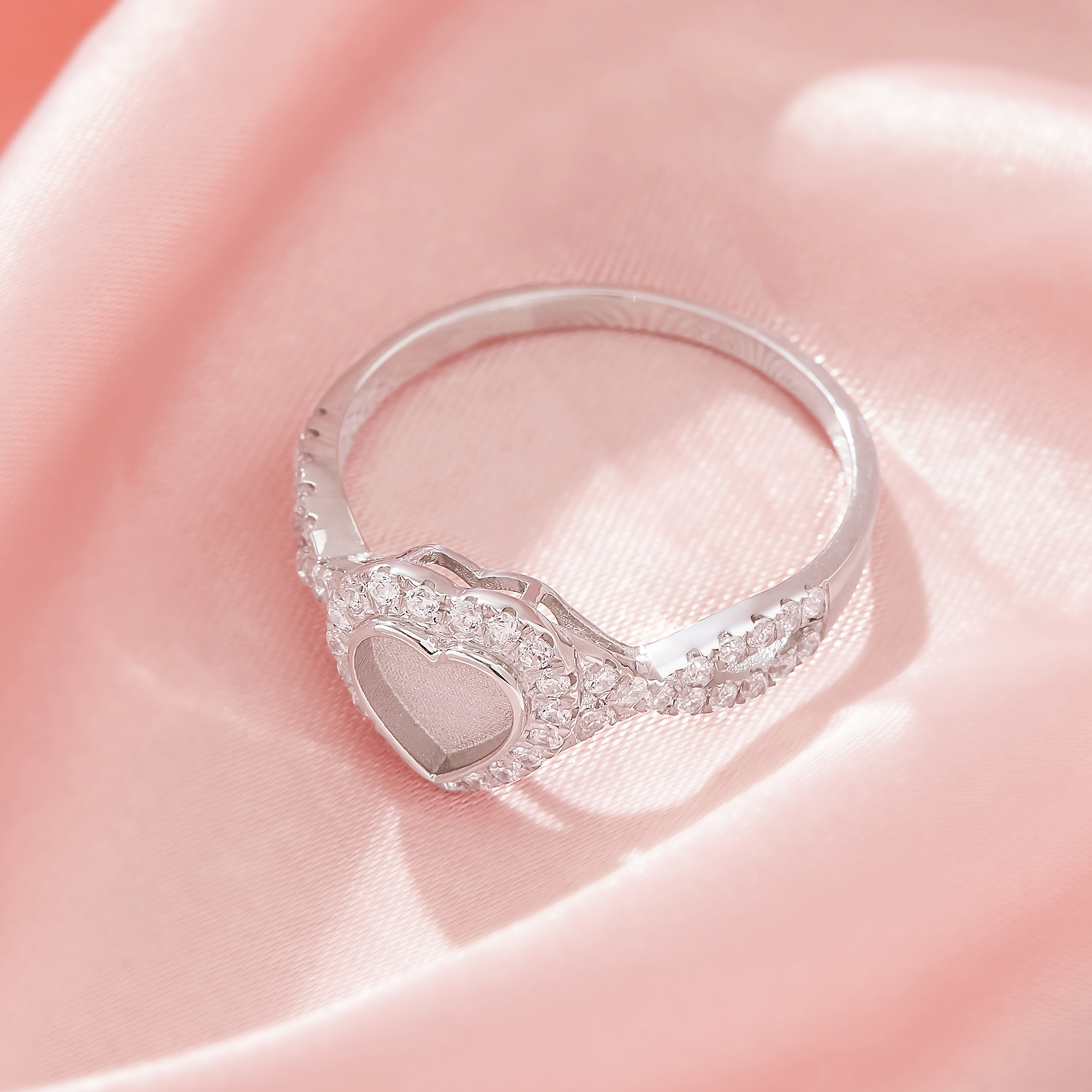 6MM Keepsake Breast Milk Resin Heart Bezel Ring Settings,Infinity Solid 925 Sterling Silver Heart Ring,Pave CZ Stone Ring,DIY Ring Supplies 1294922-1