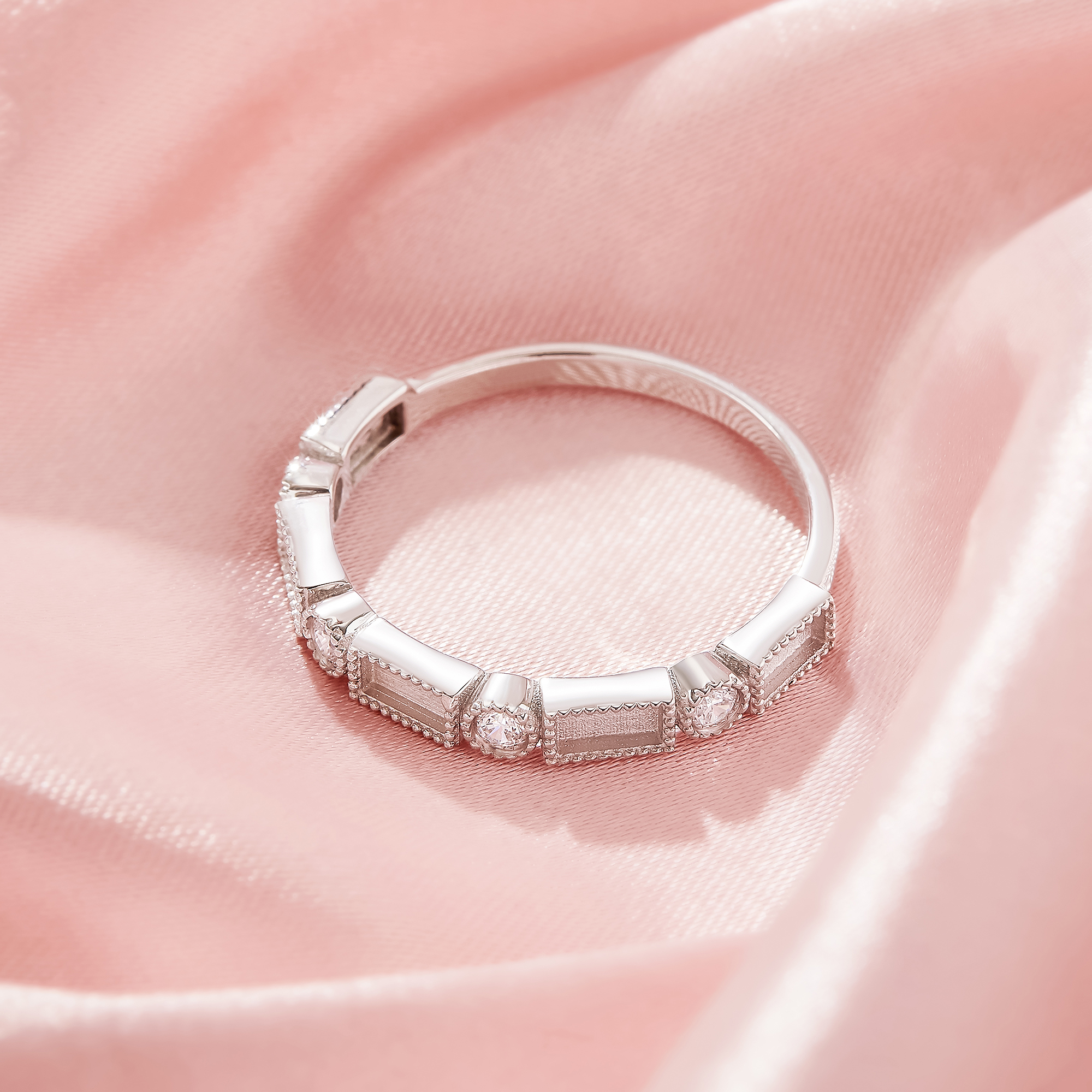 Birthstone Half Band Keepsake Breast Milk Resin Rectangle Bezel Ring Settings,Solid 925 Sterling SilverRing,DIY Ring Supplies 1294932