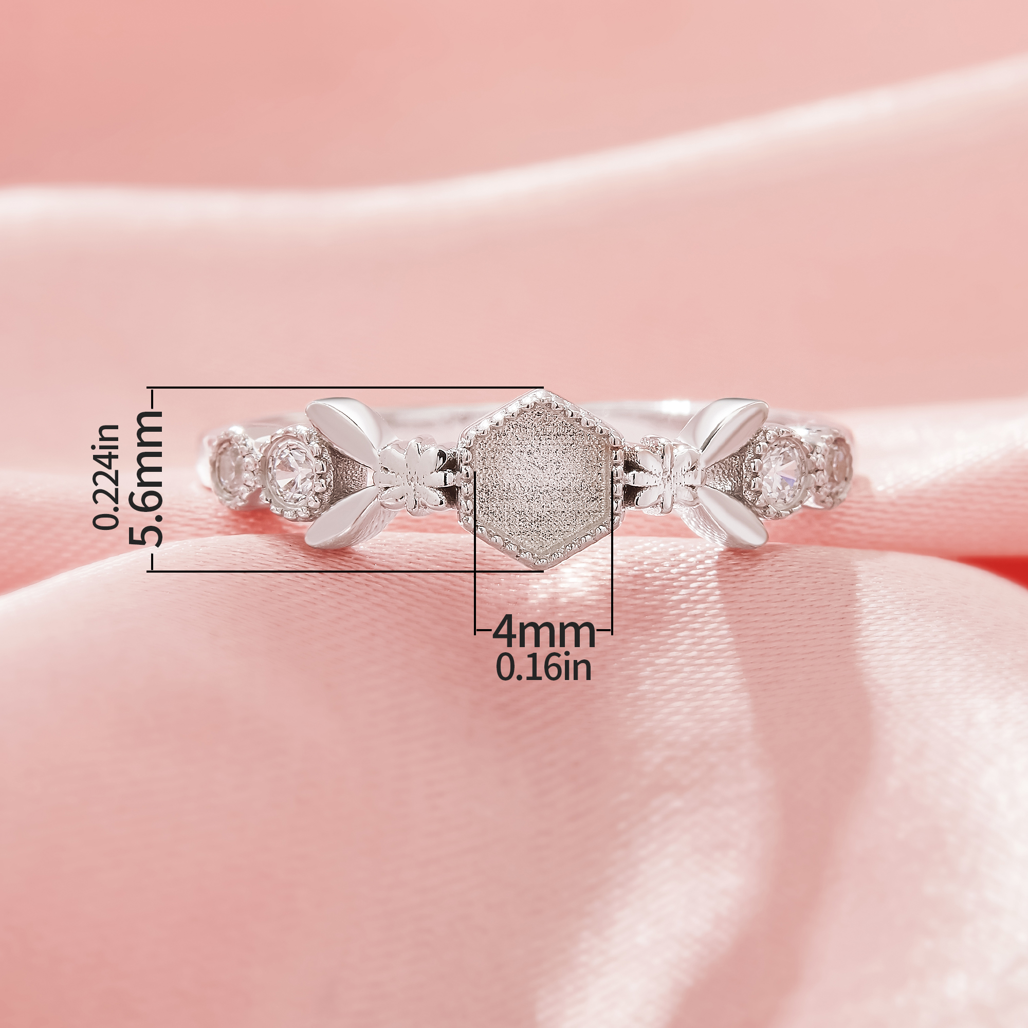 Keepsake Breast Milk Resin Hexagon Bezel Ring Settings,Flower Tree Branch Solid 925 Sterling SilverRing,DIY Ring Supplies 1294937