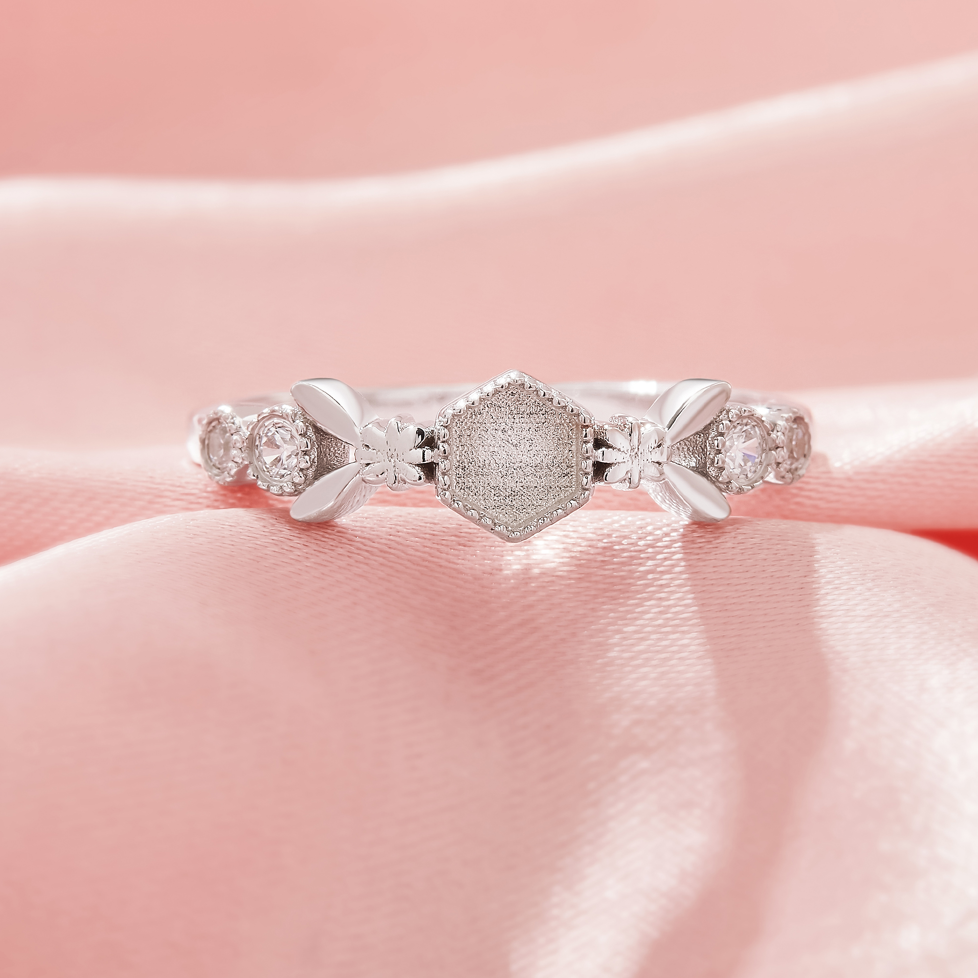 Keepsake Breast Milk Resin Hexagon Bezel Ring Settings,Flower Tree Branch Solid 925 Sterling SilverRing,DIY Ring Supplies 1294937