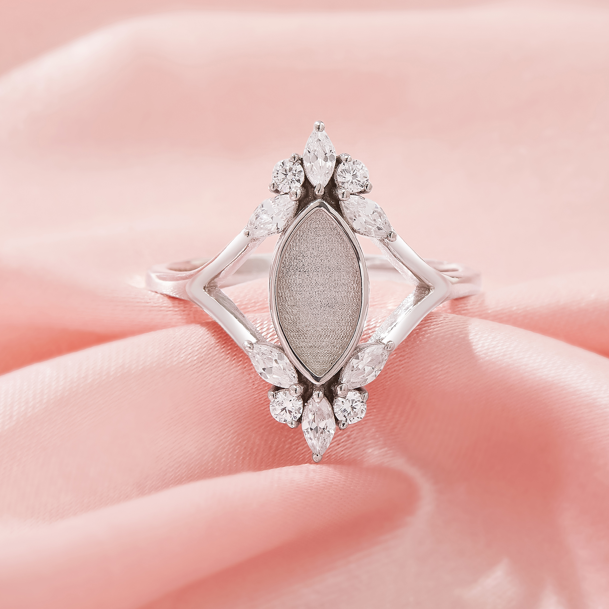 5x10MM Keepsake Breast Milk Resin Marquise Bezel Ring Settings,Split Shank Solid 925 Silver Ring,Art Deco Marquise Ring,DIY Ring Supplies 1294940