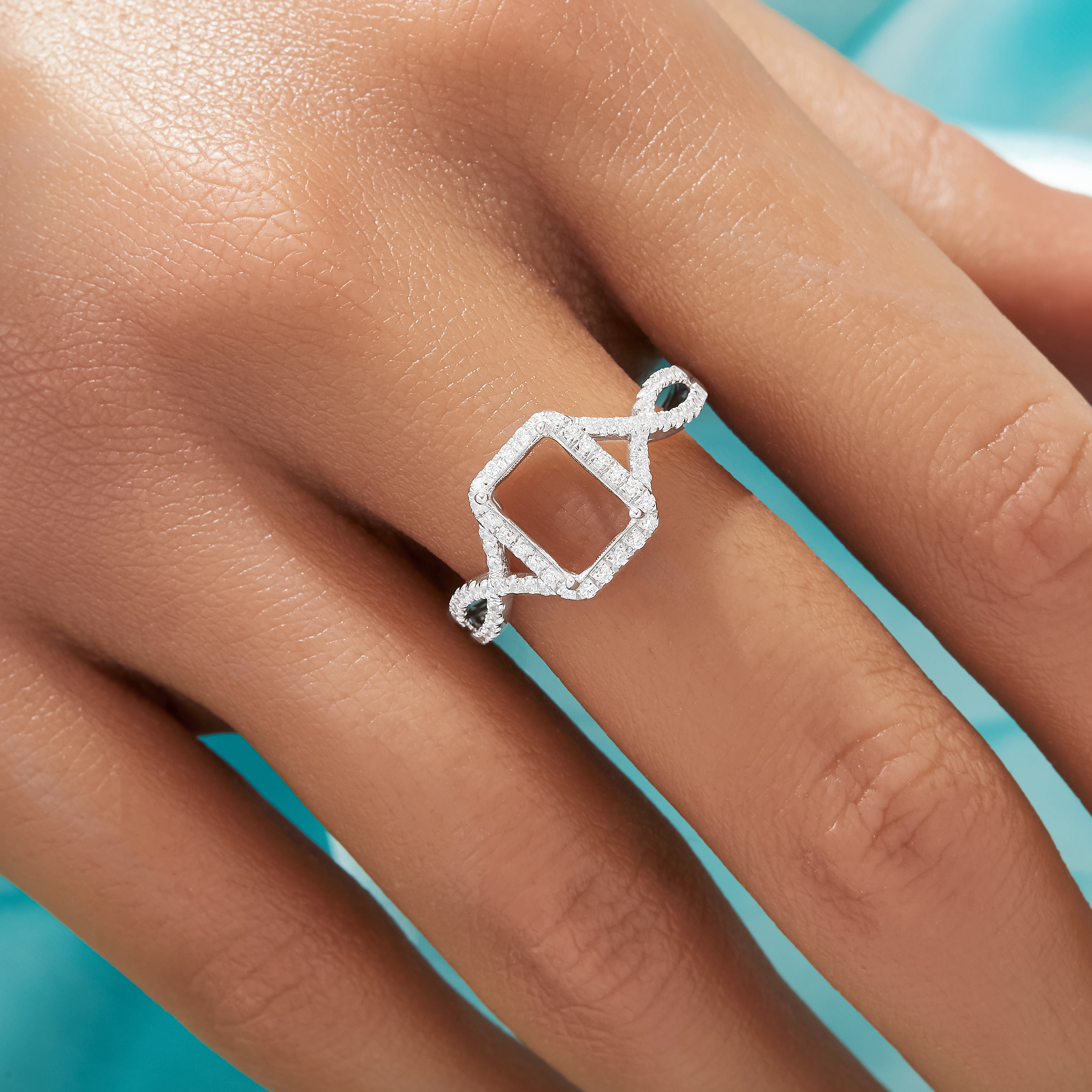 Halo Rectangle Prong Ring Settings,Split Shank Solid 925 Sterling Silver Ring,Infinity Pave CZ Stone Rectangle Ring,DIY Ring Supplies For Gemstone 1294959 - Click Image to Close