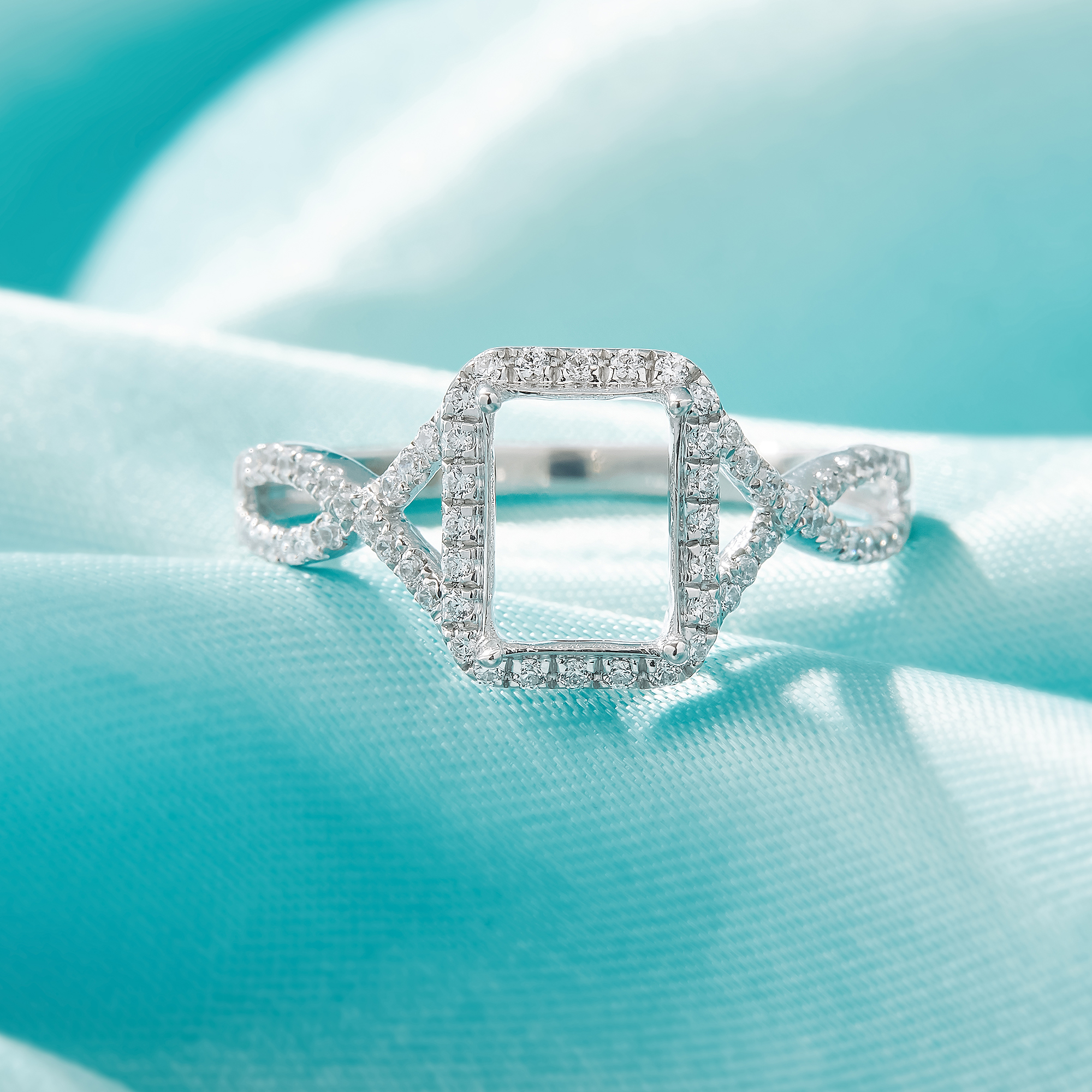 Halo Rectangle Prong Ring Settings,Split Shank Solid 925 Sterling Silver Ring,Infinity Pave CZ Stone Rectangle Ring,DIY Ring Supplies For Gemstone 1294959 - Click Image to Close