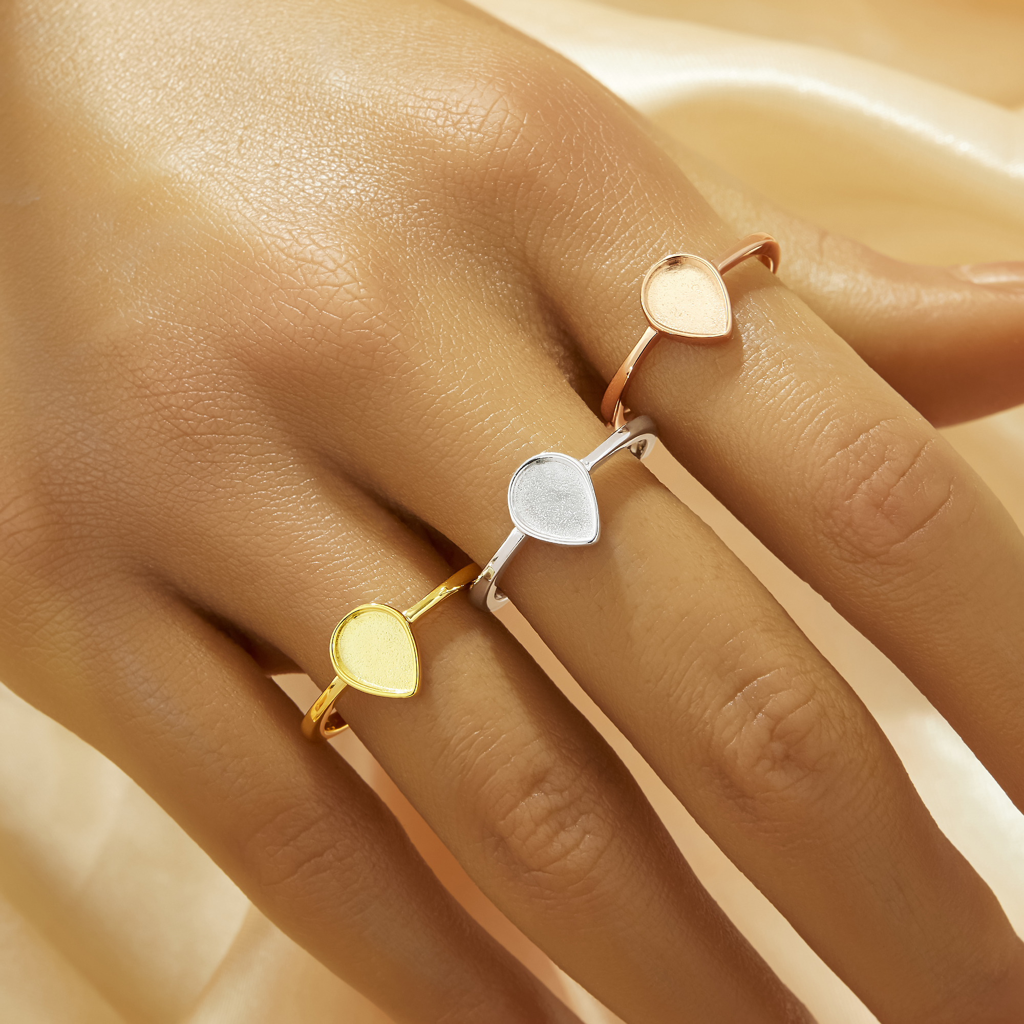 6x8MM Keepsake Breast Milk Resin Pear Ring Bezel Settings,Solid 925 Sterling Silver Rose Gold Plated Ring,High Bezel Ring,DIY Ring Supplies 1294962 - Click Image to Close