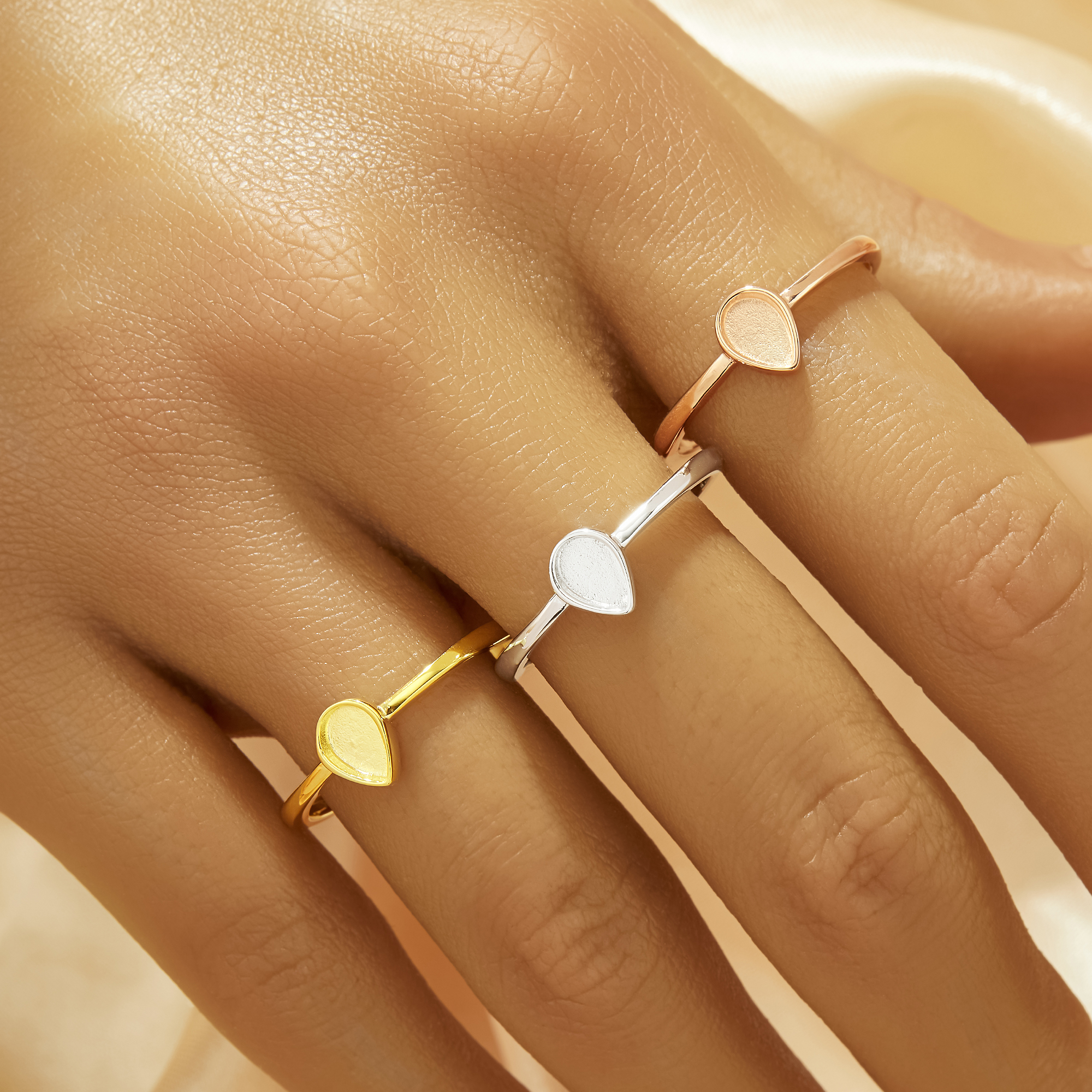 4x6MM Keepsake Breast Milk Resin Pear Ring Bezel Settings,Solid 925 Sterling Silver Rose Gold Plated Ring,High Bezel Ring,DIY Ring Supplies 1294964 - Click Image to Close