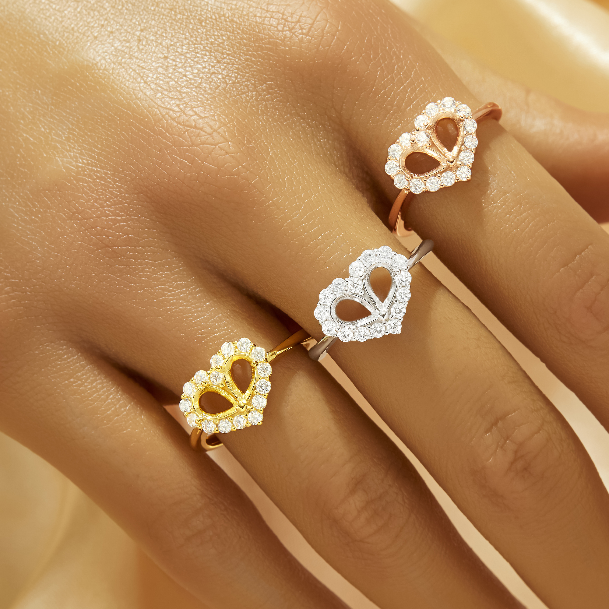 4x6MM Double Stones Pear Prong Ring Settings,Heart Solid 925 Sterling Silver Rose Gold Plated Ring,Pave CZ Stone Heart Ring,DIY Ring Supplies 1294966 - Click Image to Close