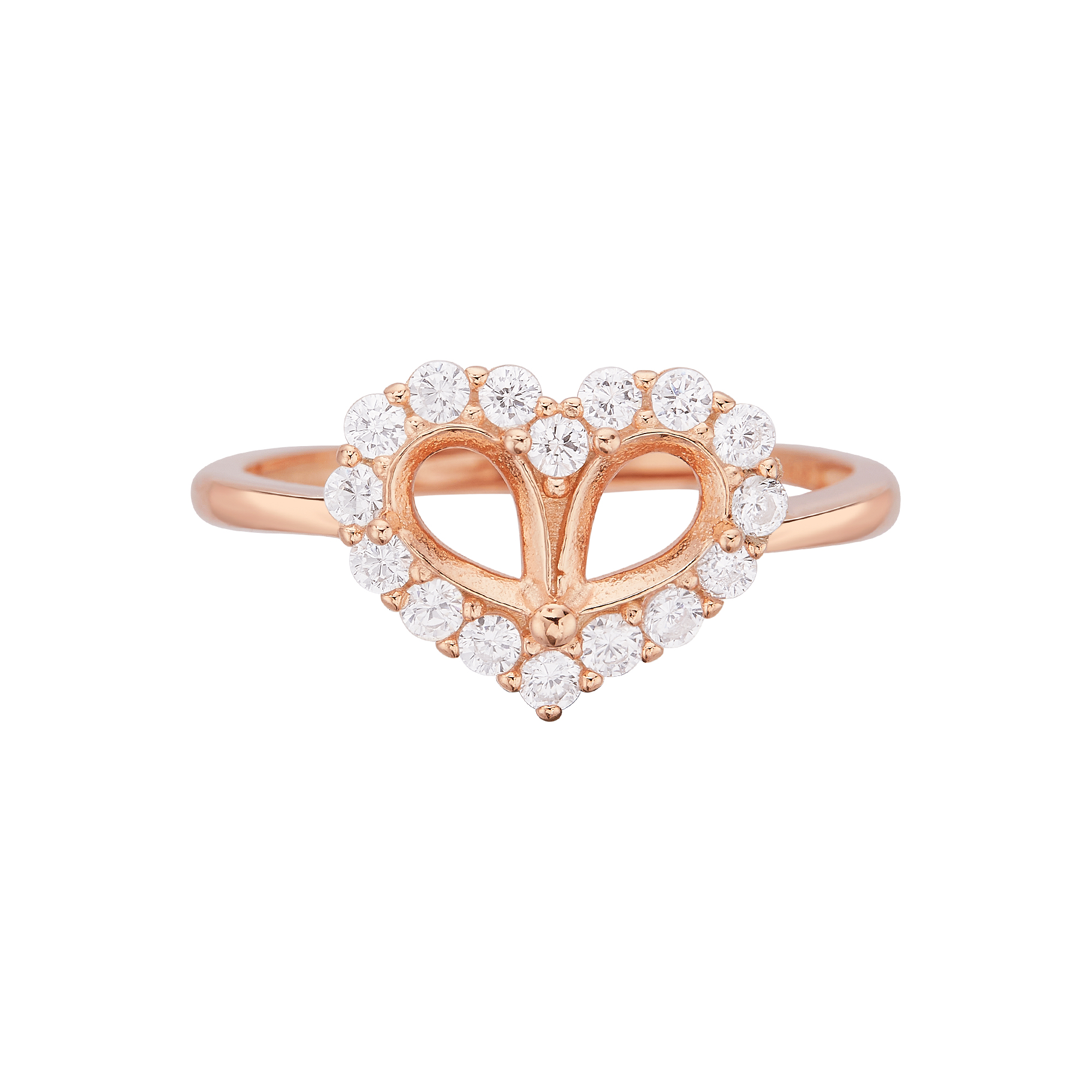 4x6MM Double Stones Pear Prong Ring Settings,Heart Solid 925 Sterling Silver Rose Gold Plated Ring,Pave CZ Stone Heart Ring,DIY Ring Supplies 1294966 - Click Image to Close