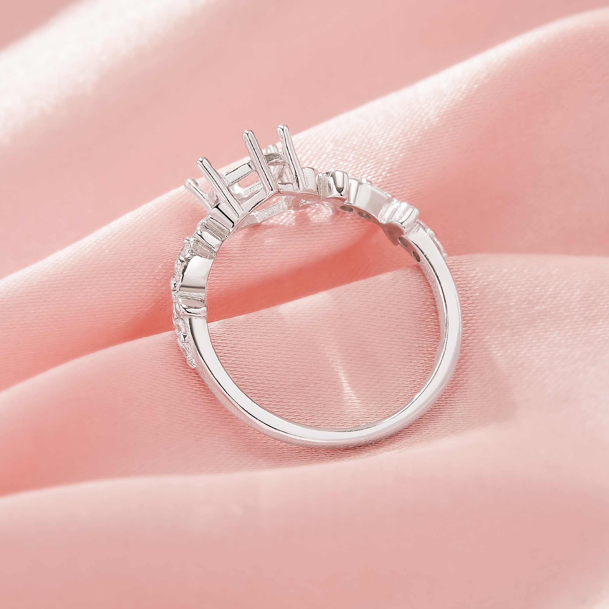 Hexagon Prong Ring Settings,Flower Art Deco Solid 14K 18K Gold Moissanite Ring,Dainty Hexagon Ring,DIY Ring Supplies 1294977 - Click Image to Close