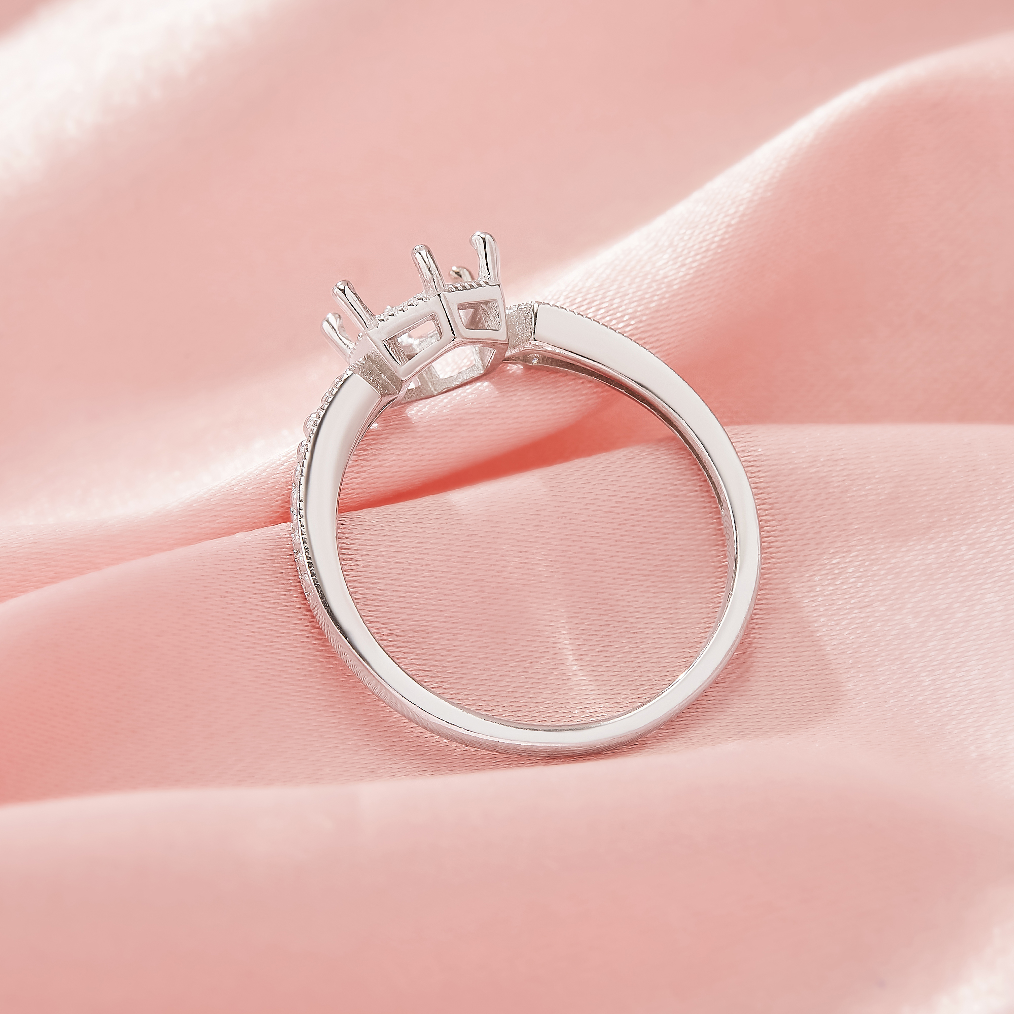 Hexagon Prong Ring Settings,Vintage Styles Solid 14K 18K Gold Ring,Dainty Art Deco Ring,DIY Ring Supplies 1294978 - Click Image to Close