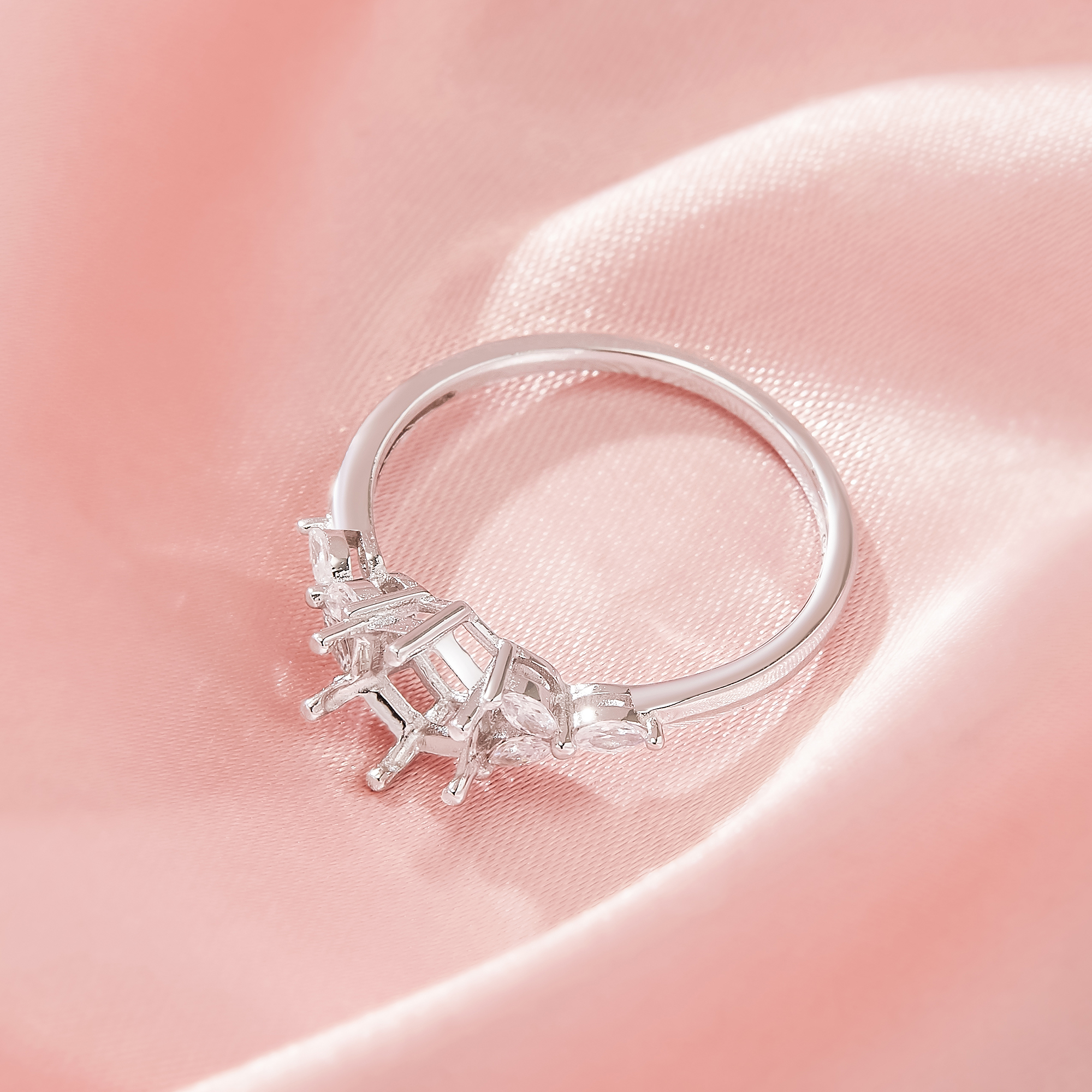 Hexagon Prong Ring Settings,Tree Branch Leaf Solid 14K 18K Gold Moissanite Ring,Elegant Art Deco Ring,DIY Ring Supplies 1294979 - Click Image to Close