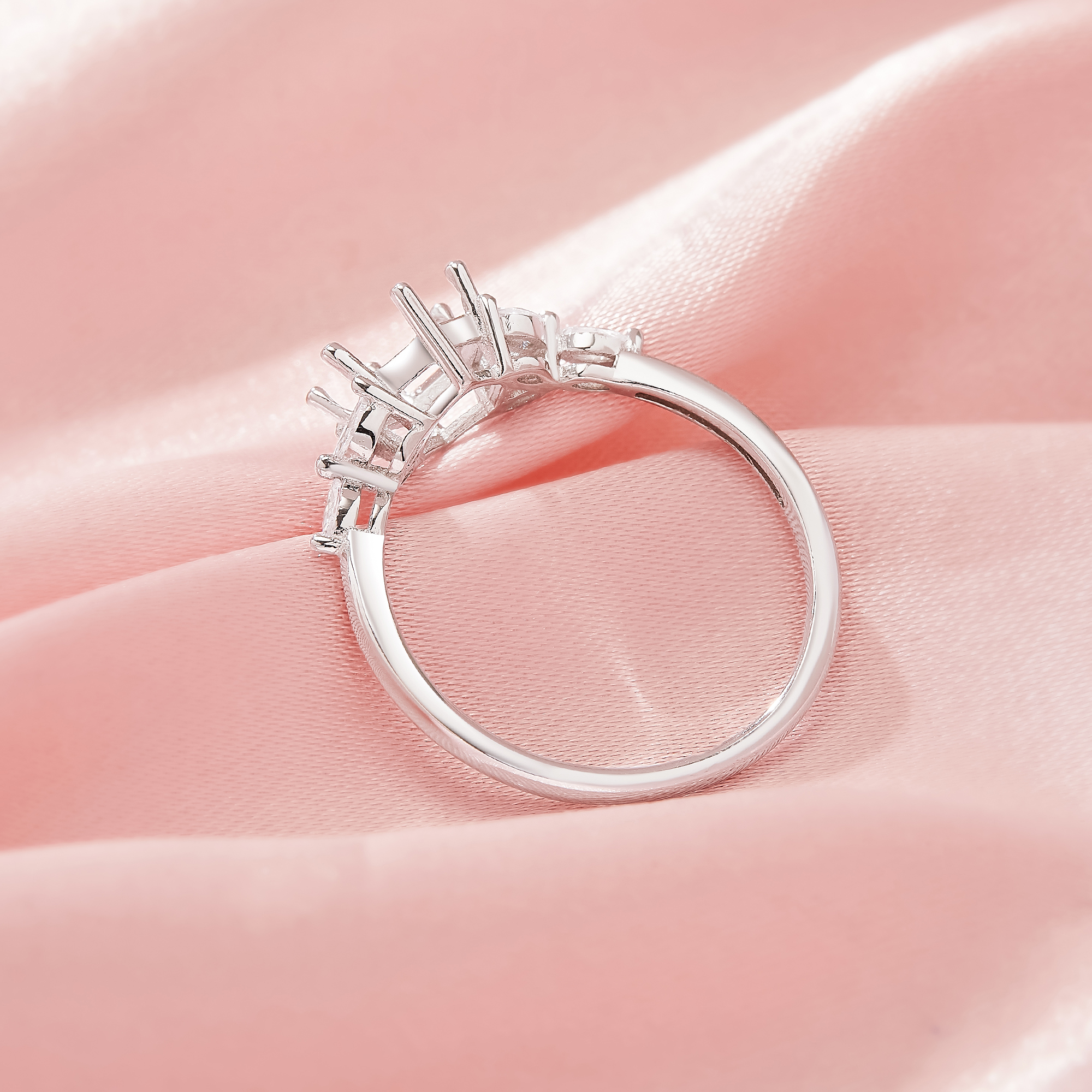 Hexagon Prong Ring Settings,Tree Branch Leaf Solid 14K 18K Gold Moissanite Ring,Elegant Art Deco Ring,DIY Ring Supplies 1294979 - Click Image to Close