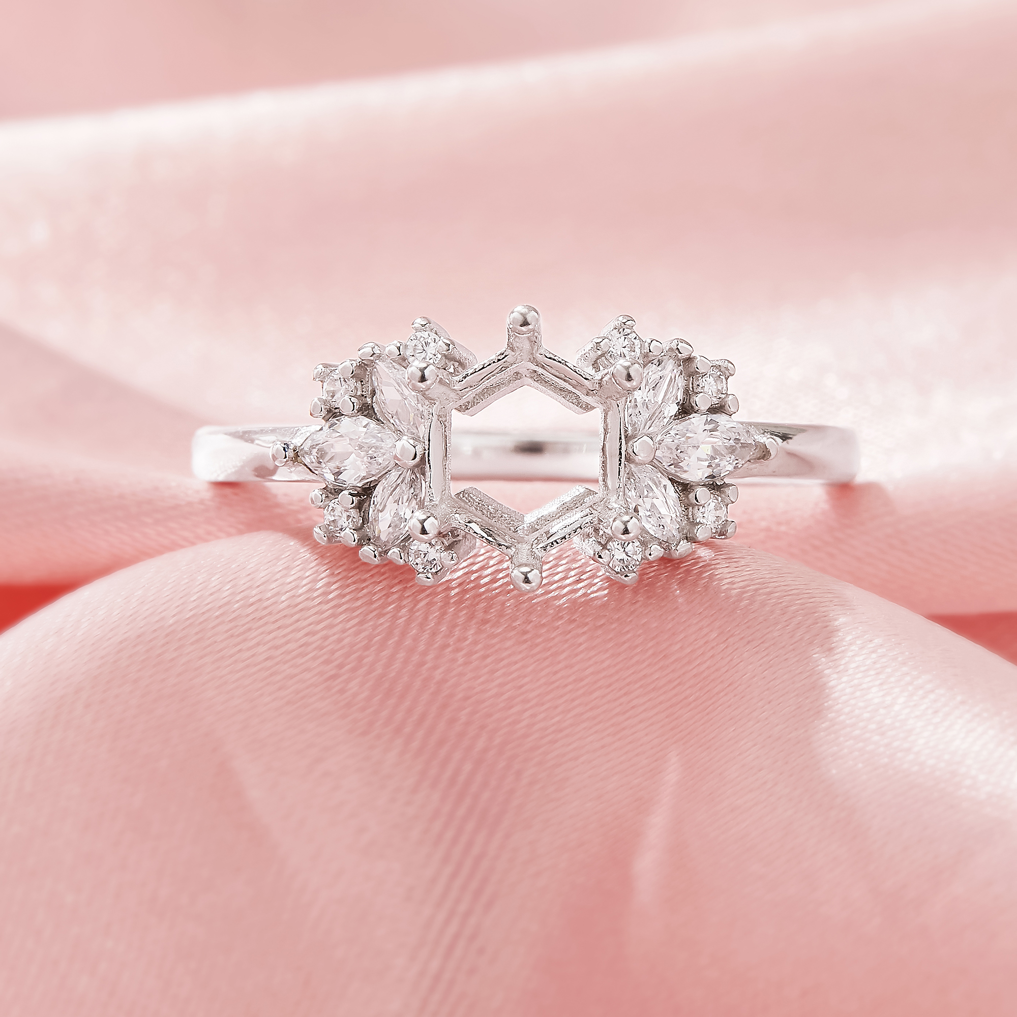 Hexagon Prong Ring Settings,Vintage Styles Solid 14K 18K Gold Moissanite Ring,Elegant Art Deco Ring,DIY Ring Supplies 1294980 - Click Image to Close
