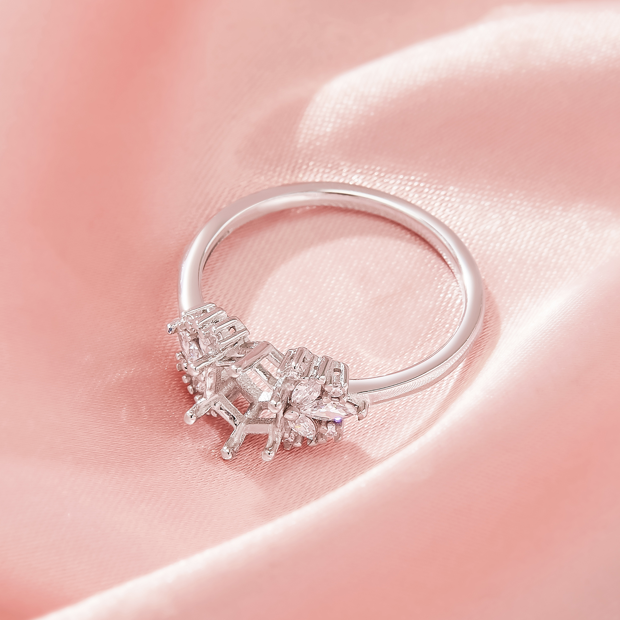 Hexagon Prong Ring Settings,Vintage Styles Solid 14K 18K Gold Moissanite Ring,Elegant Art Deco Ring,DIY Ring Supplies 1294980 - Click Image to Close