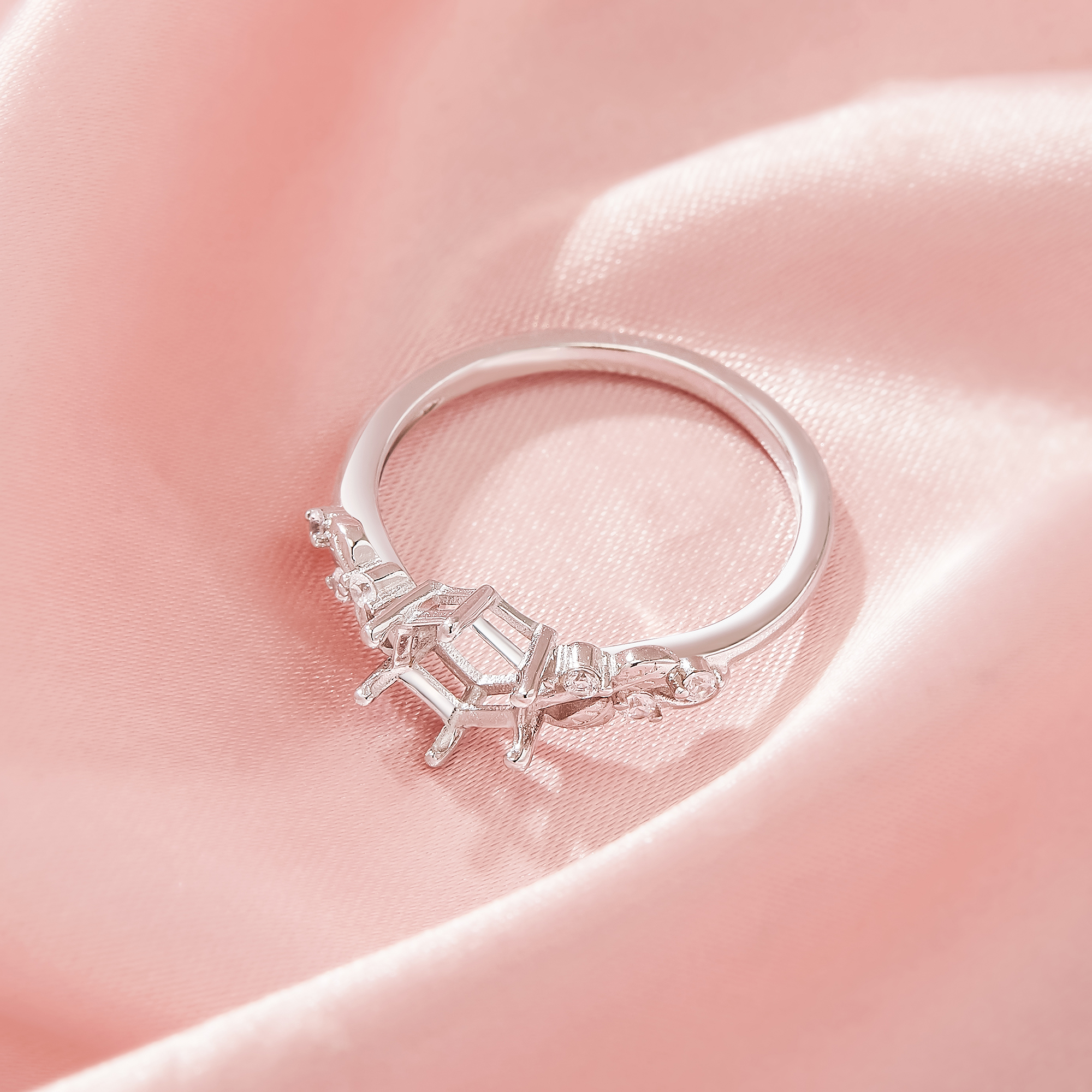 Hexagon Prong Ring Settings,Solid 14K 18K Gold Moissanite Ring,Tree Branch Leaf Moissanite Hexagon Ring,DIY Ring Supplies 1294982 - Click Image to Close