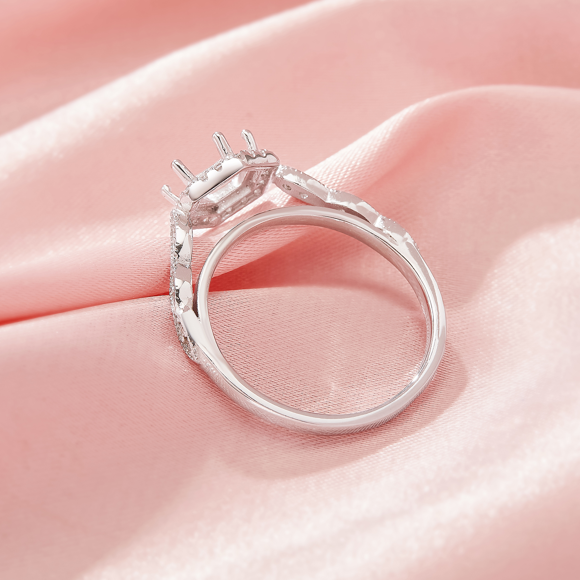 Hexagon Prong Ring Settings,Solid 14K 18K Gold Moissanite Ring,Elegant Art Deco Ring,DIY Ring Supplies 1294985 - Click Image to Close