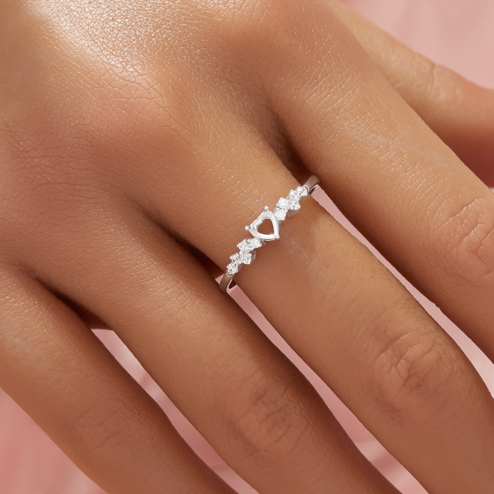 Halo Heart Prong Ring Settings,Solid 14K 18K Gold Ring,Elegant Pave Moissanite Ring,Art Deco Heart Ring,DIY Ring Supplies For Gemstone 1294992 - Click Image to Close