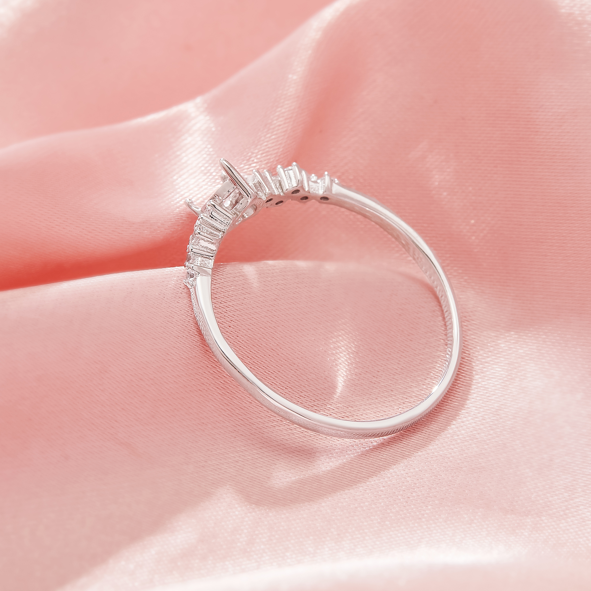 Halo Heart Prong Ring Settings,Solid 14K 18K Gold Ring,Elegant Pave Moissanite Ring,Art Deco Heart Ring,DIY Ring Supplies For Gemstone 1294992 - Click Image to Close