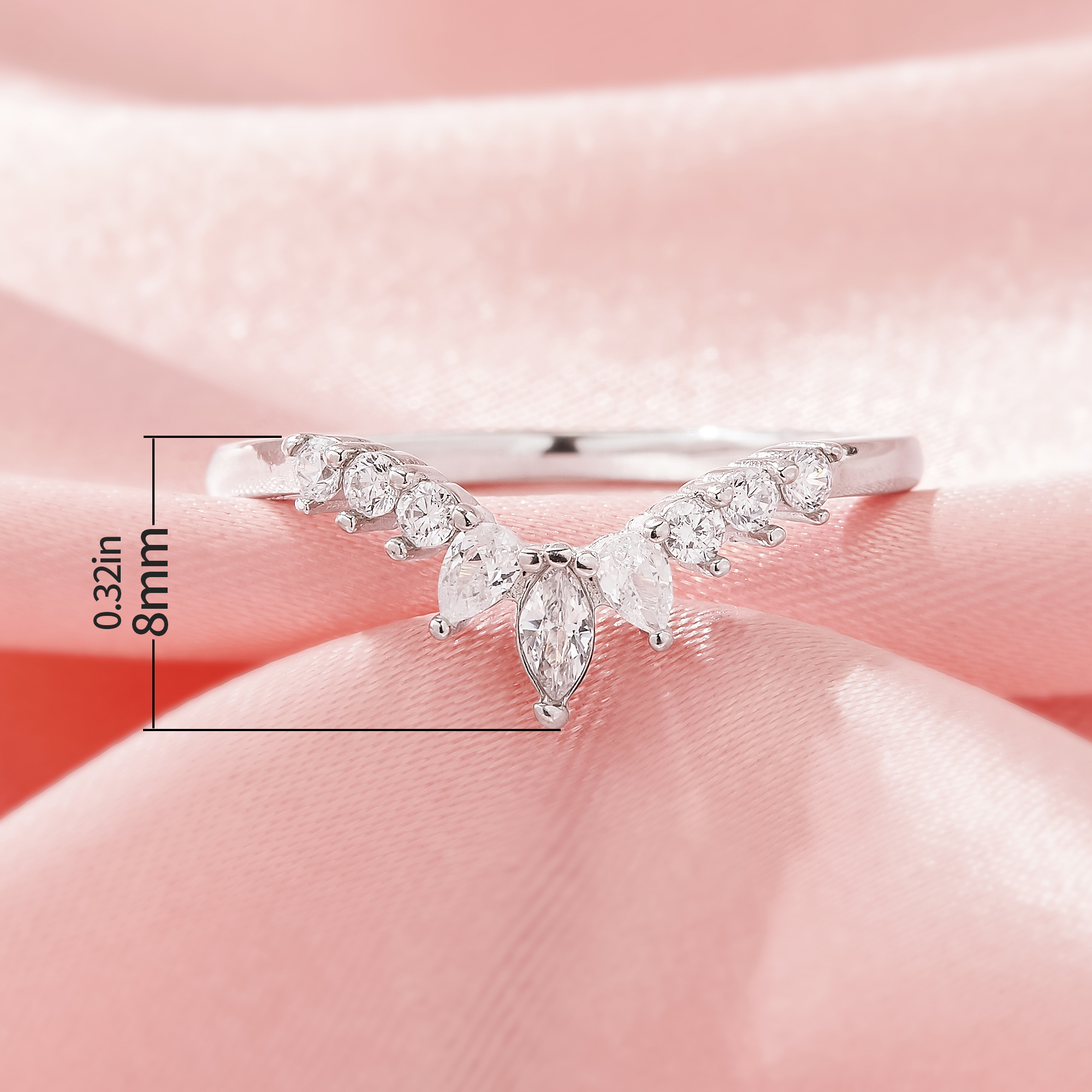 Curved Moissanite Stackable Ring,Solid 14K 18K Gold Ring,Dainty Stacker Ring,Stackable Ring,DIY Ring Supplies 1294994 - Click Image to Close