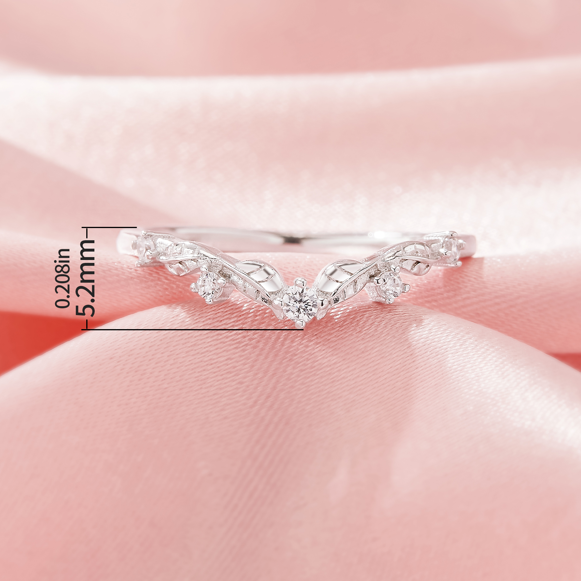 Curved Tree Branch Leaf Moissanite Stackable Ring,Solid 14K 18K Gold Ring,Dainty Stacker Ring,Stackable Ring,DIY Ring Supplies 1294995 - Click Image to Close