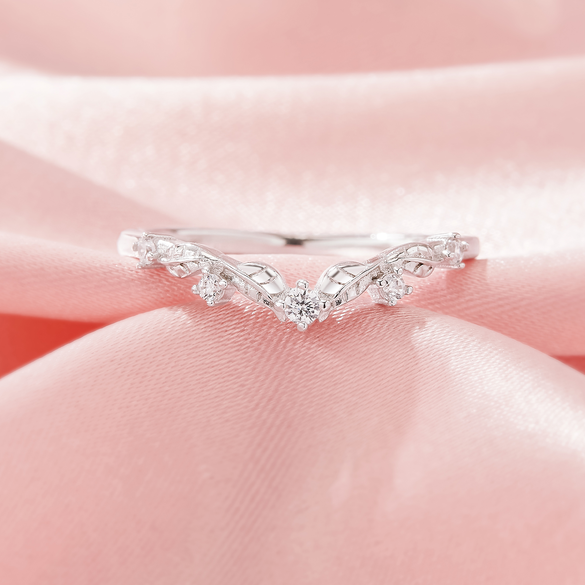 Curved Tree Branch Leaf Moissanite Stackable Ring,Solid 14K 18K Gold Ring,Dainty Stacker Ring,Stackable Ring,DIY Ring Supplies 1294995 - Click Image to Close