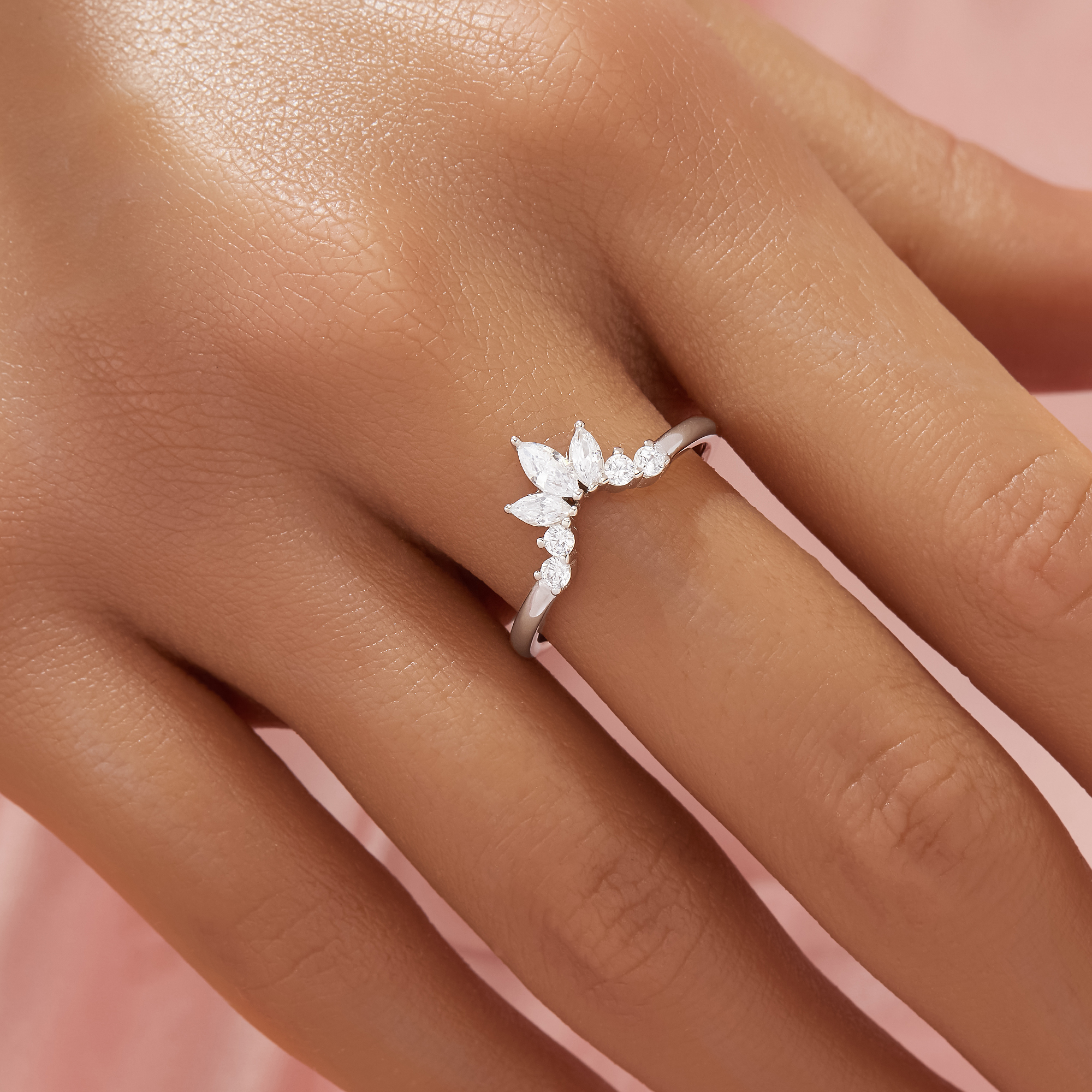 Curved Moissanite Stackable Ring,Solid 14K 18K Gold Ring,Elegant Stacker Ring,Stackable Ring,DIY Ring Supplies 1294996 - Click Image to Close
