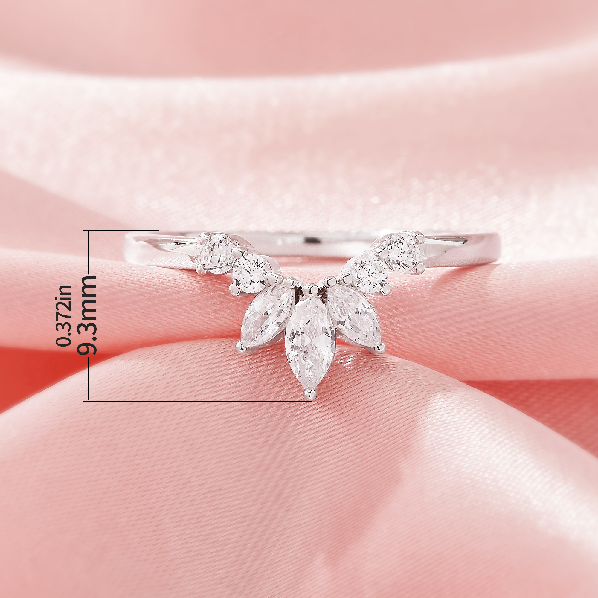 Curved Moissanite Stackable Ring,Solid 14K 18K Gold Ring,Elegant Stacker Ring,Stackable Ring,DIY Ring Supplies 1294996 - Click Image to Close