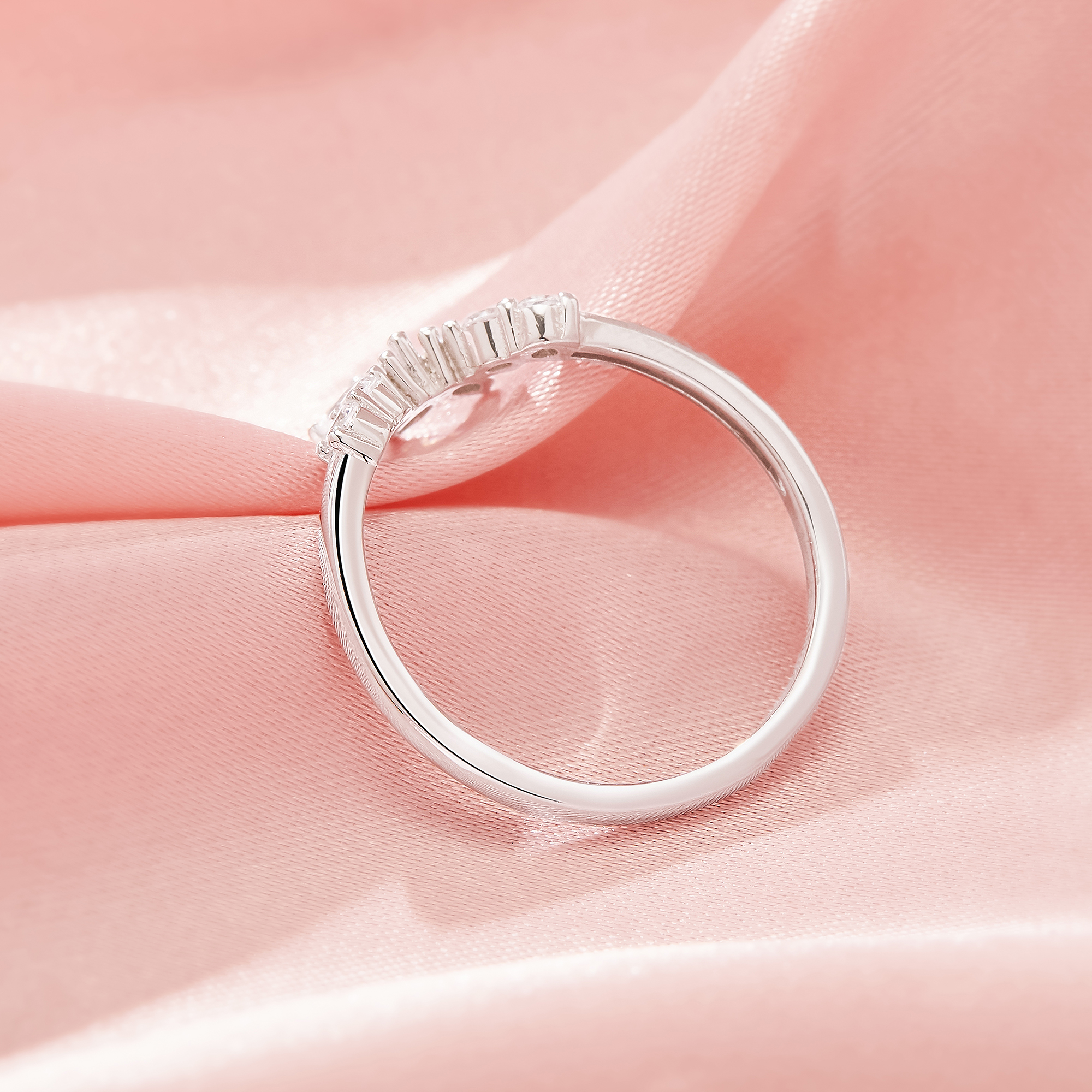 Curved Moissanite Stackable Ring,Solid 14K 18K Gold Ring,Elegant Stacker Ring,Stackable Ring,DIY Ring Supplies 1294996 - Click Image to Close