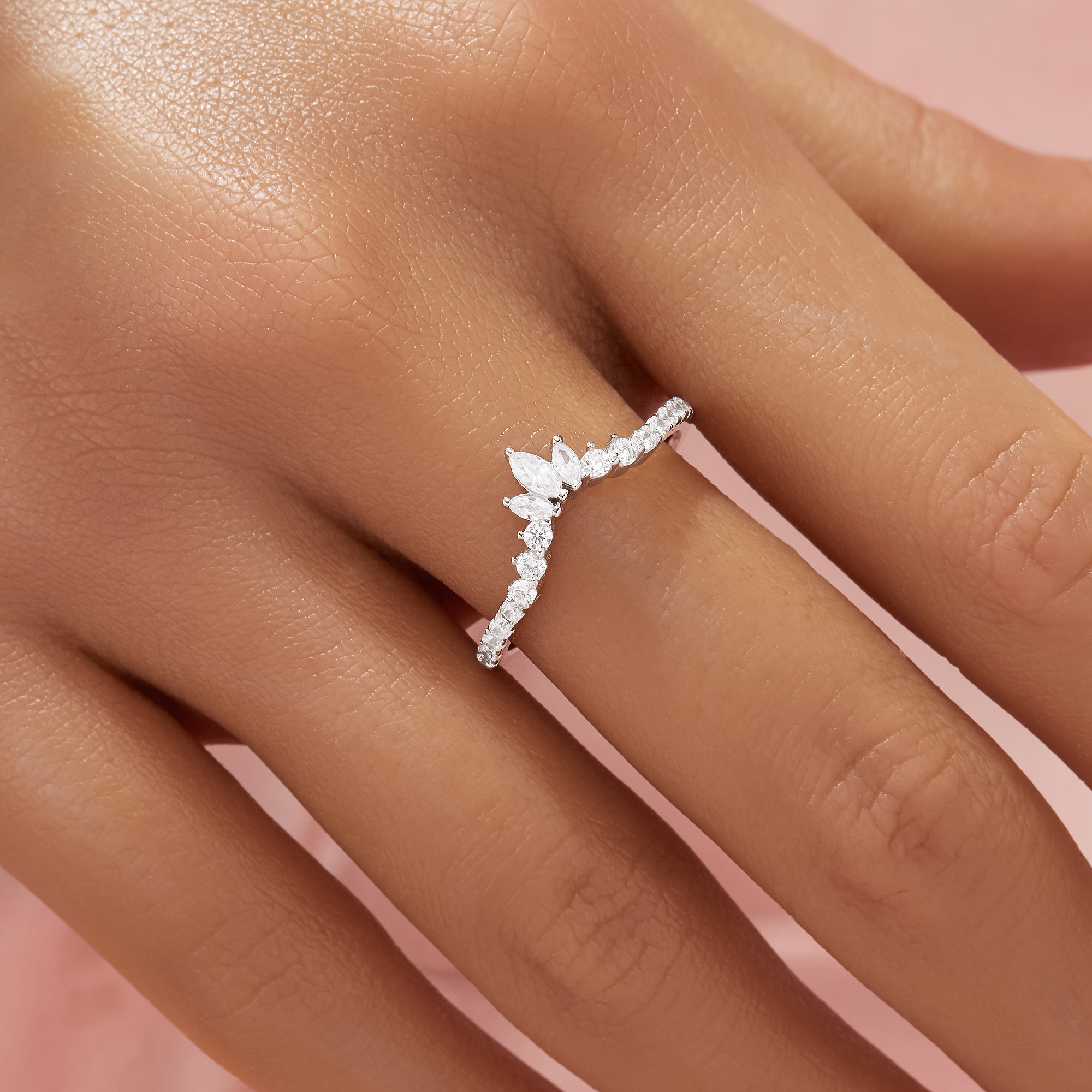 Curved Moissanite Stackable Ring,Solid 14K 18K Gold Ring,Dainty Stacker Ring,Stackable Ring,DIY Ring Supplies 1294997 - Click Image to Close