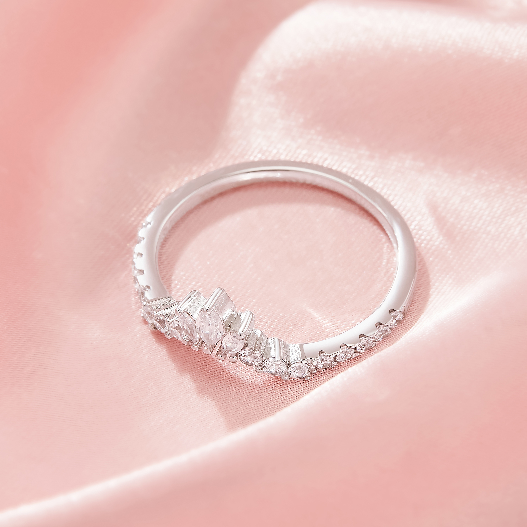 Curved Moissanite Stackable Ring,Solid 14K 18K Gold Ring,Dainty Stacker Ring,Stackable Ring,DIY Ring Supplies 1294997 - Click Image to Close