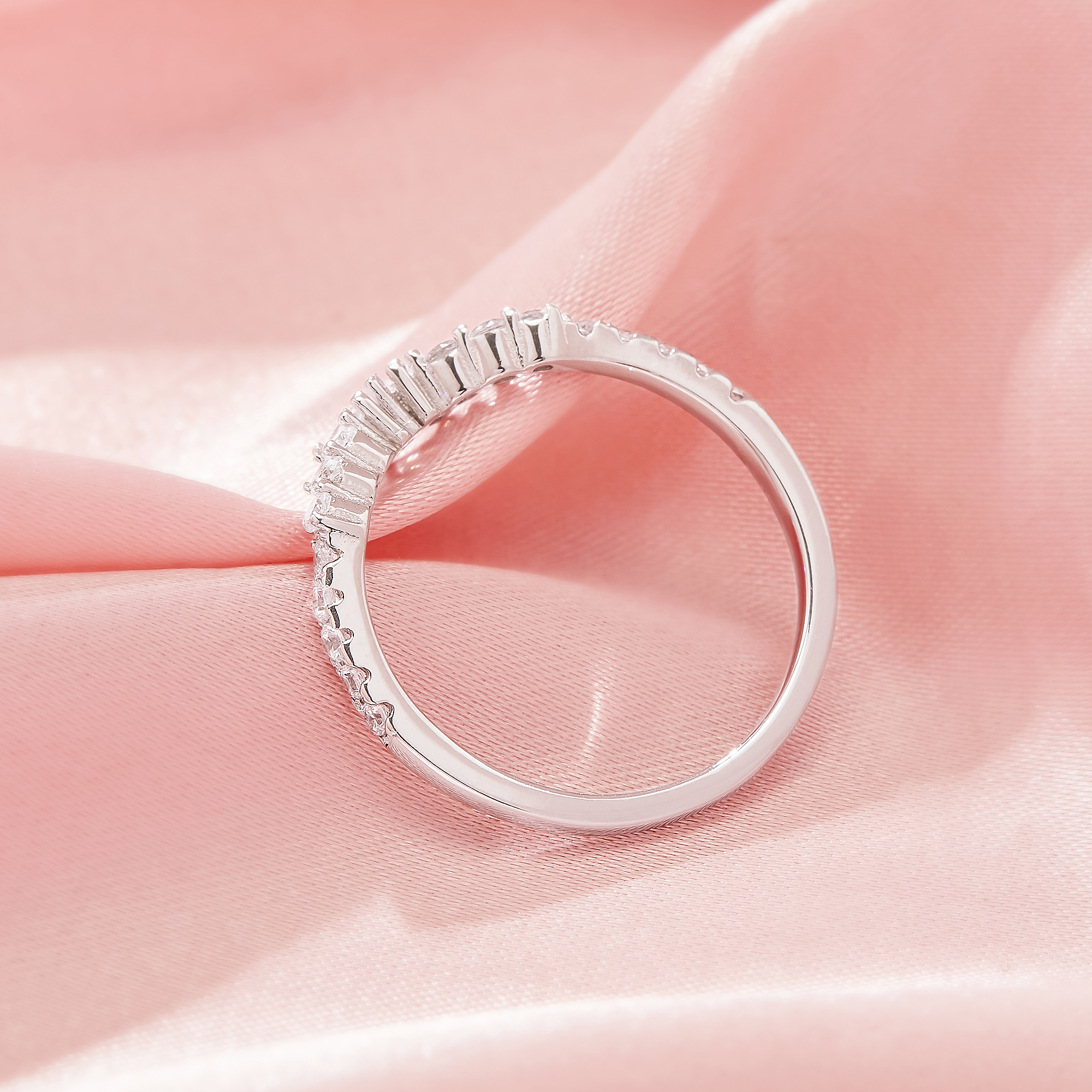 Curved Moissanite Stackable Ring,Solid 14K 18K Gold Ring,Dainty Stacker Ring,Stackable Ring,DIY Ring Supplies 1294997 - Click Image to Close
