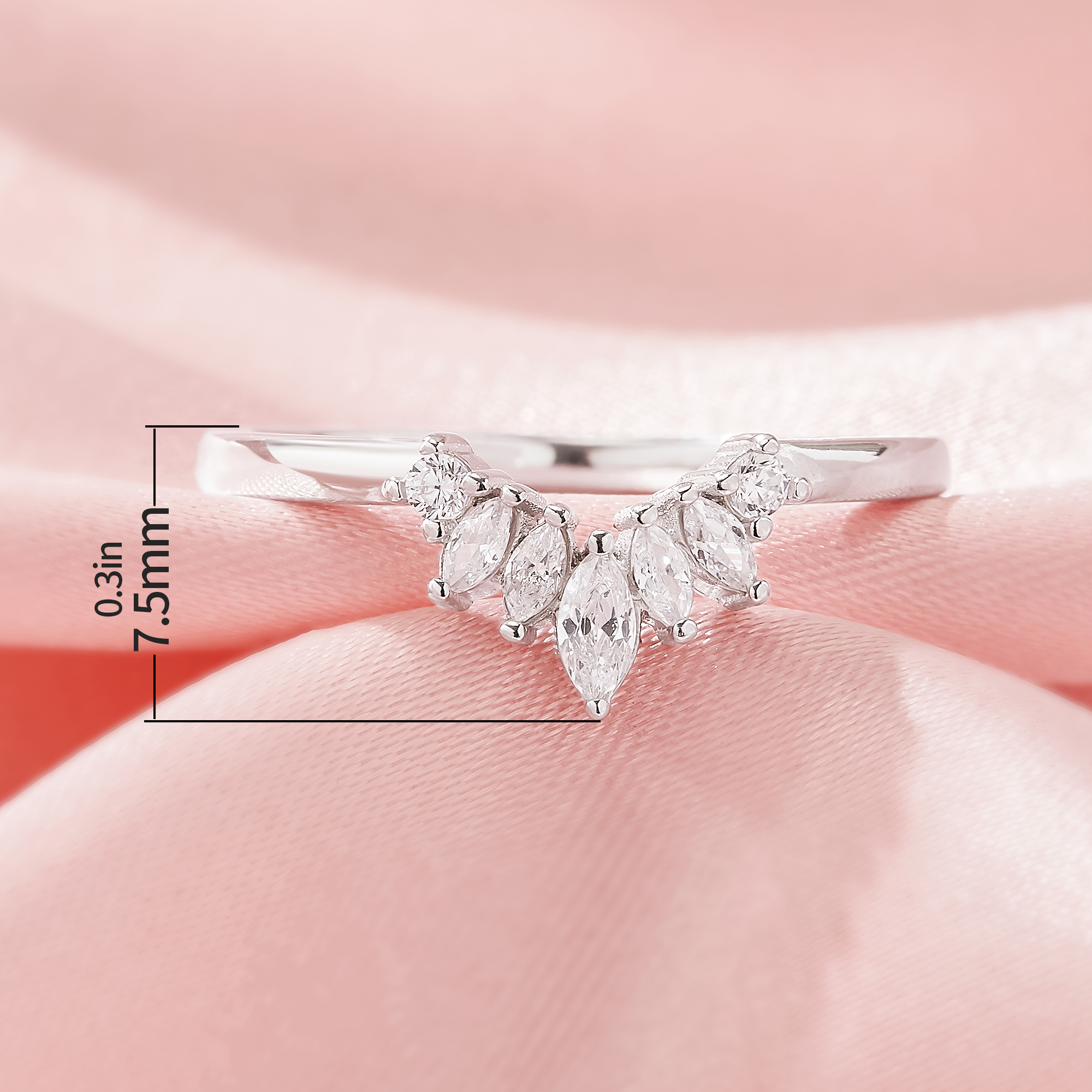 Curved Moissanite Stackable Ring,Solid 14K 18K Gold Ring,Dainty Stacker Ring,Stackable Ring,DIY Ring Supplies 1295000 - Click Image to Close