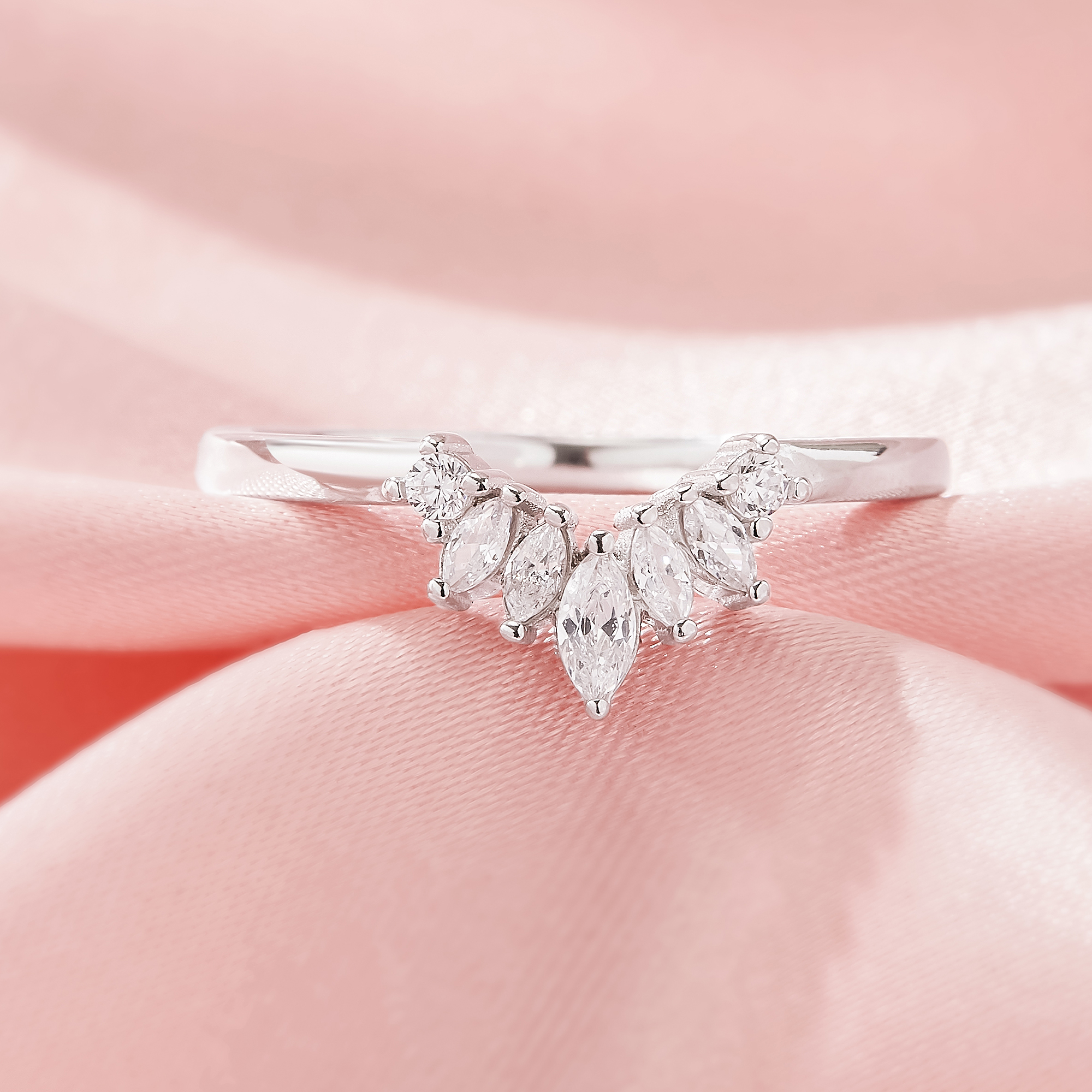 Curved Moissanite Stackable Ring,Solid 14K 18K Gold Ring,Dainty Stacker Ring,Stackable Ring,DIY Ring Supplies 1295000 - Click Image to Close