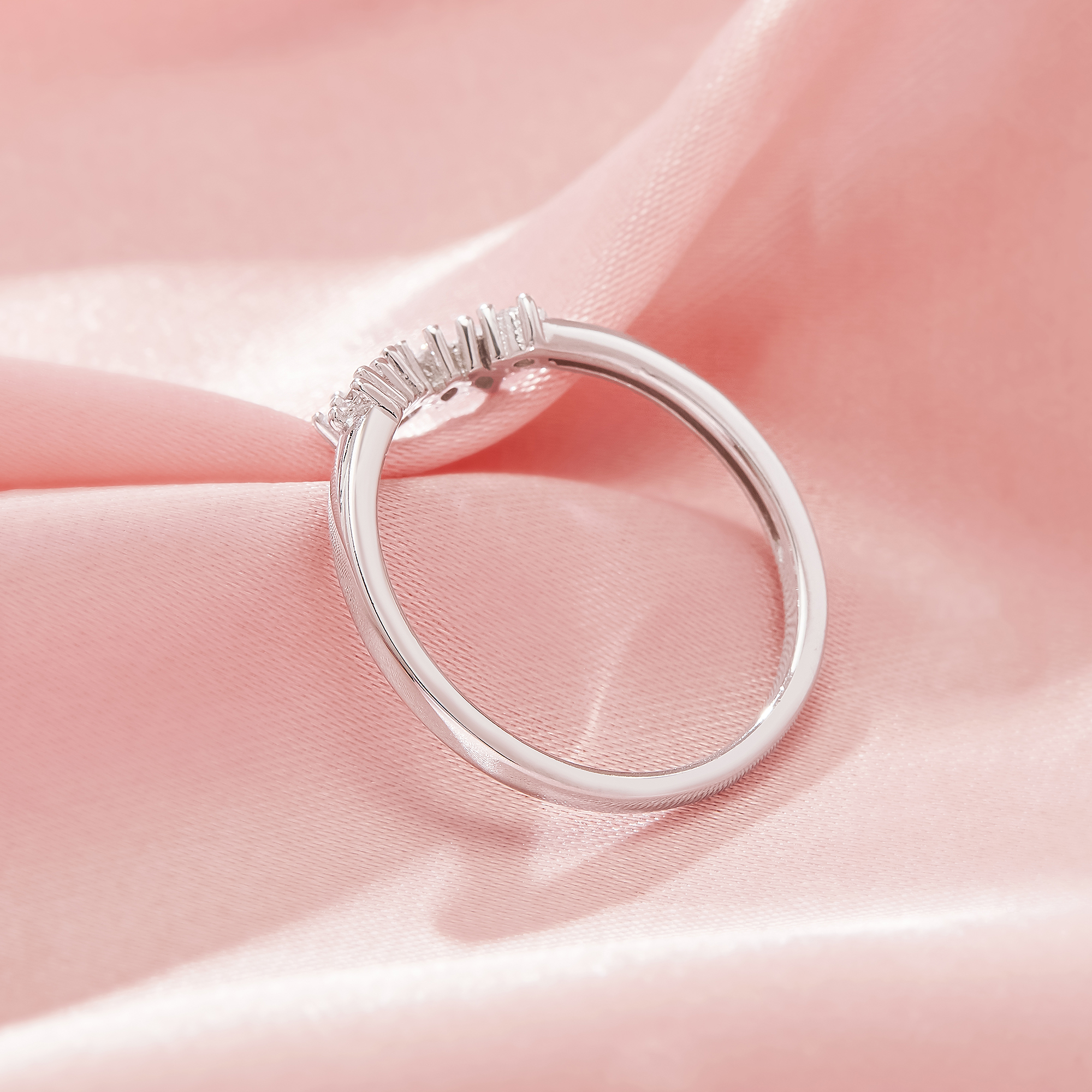 Curved Moissanite Stackable Ring,Solid 14K 18K Gold Ring,Dainty Stacker Ring,Stackable Ring,DIY Ring Supplies 1295000 - Click Image to Close