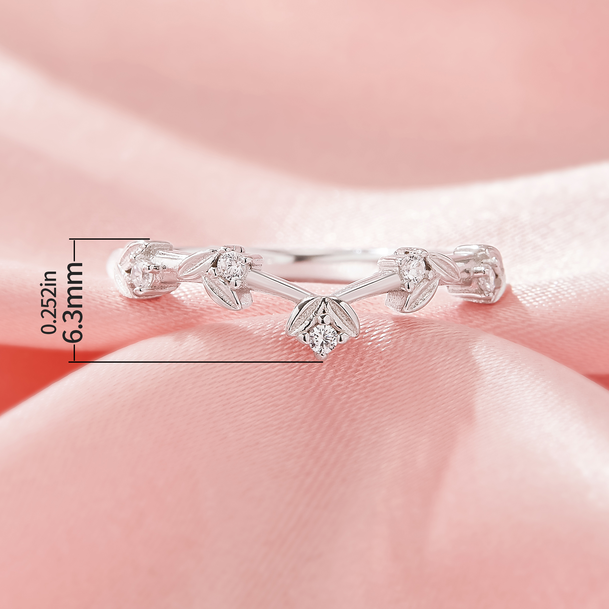 Curved Tree Branch Leaf Moissanite Stackable Ring,Flower Solid 14K 18K Gold Ring,Dainty Stacker Ring,Stackable Ring,DIY Ring Supplies 1295001 - Click Image to Close