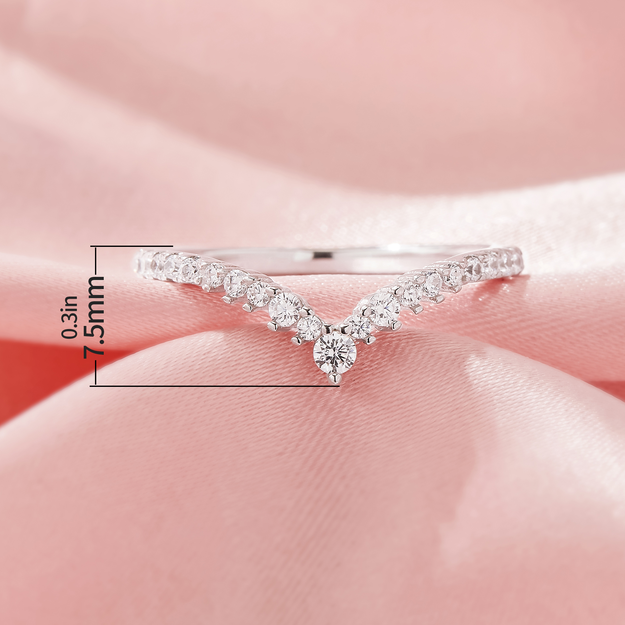 Curved Moissanite Stackable Ring,Solid 14K 18K Gold Ring,Vintage Styles Ring,Crown Stacker Ring,DIY Ring Supplies 1295003 - Click Image to Close