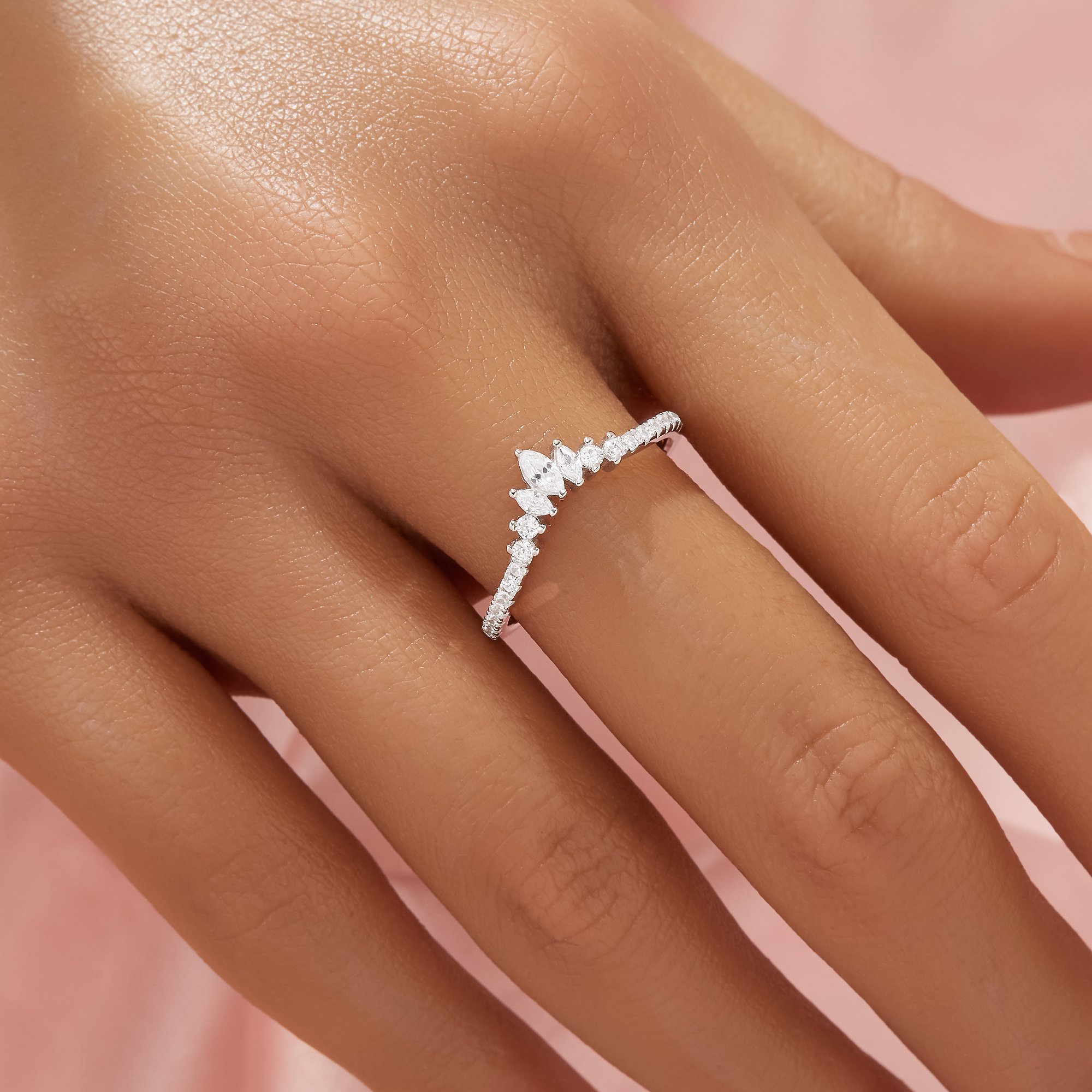 Curved Moissanite Stackable Ring,Solid 14K 18K Gold Ring,Stackable Ring,Moissanite Marquise Art Deco Ring,Stacker Ring,DIY Ring Supplies 1295004 - Click Image to Close