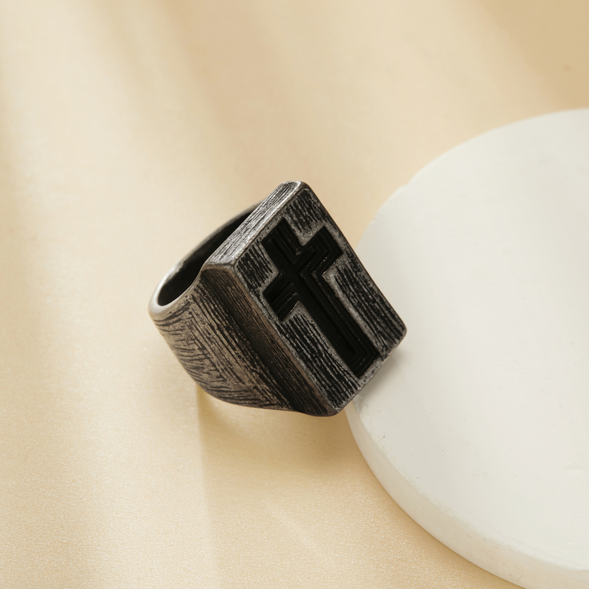 Jerusalem Cross Stainless Steel Ring,Stainless Steel Baptism Ring,Religious Ring,Men's Ring,DIY Ring Supplies 1295005 - Click Image to Close