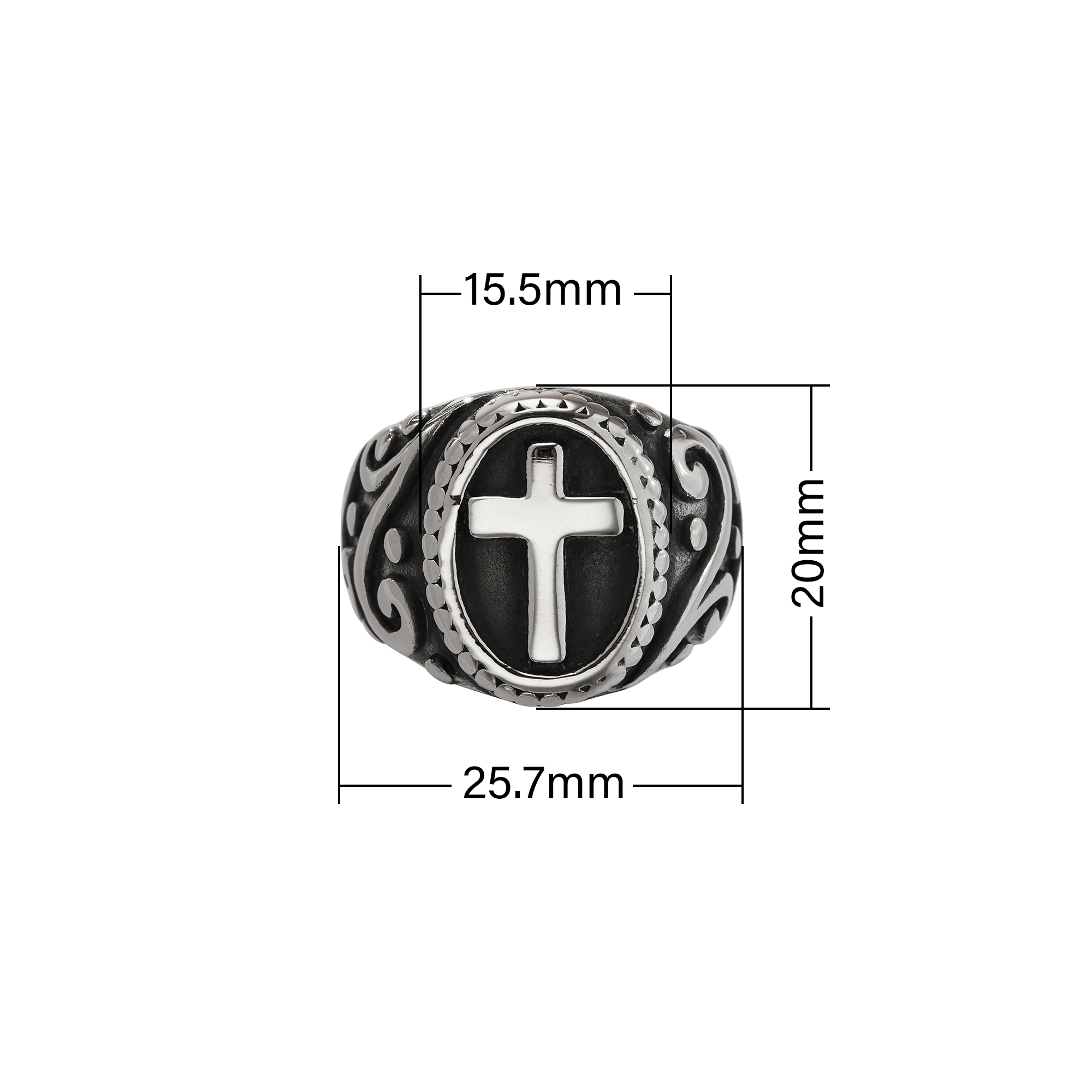 Heavy Jerusalem Cross Stainless Steel Ring,Stainless Steel Baptism Ring,Cross Religious Ring,Men's Ring,DIY Ring Supplies 1295010 - Click Image to Close