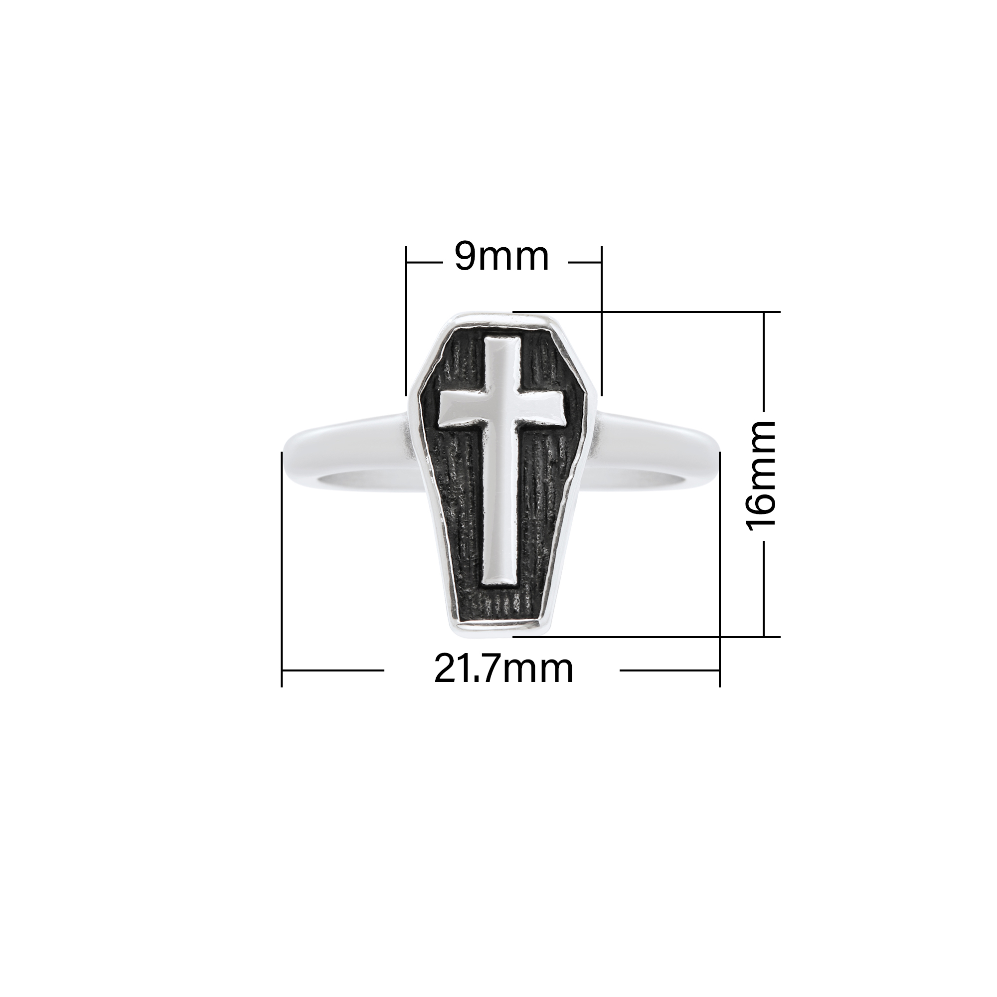 Heavy Coffin Cross Stainless Steel Ring,Stainless Steel Baptism Ring,Coffin Cross Religious Ring,Men's Ring,DIY Ring Supplies 1295011 - Click Image to Close