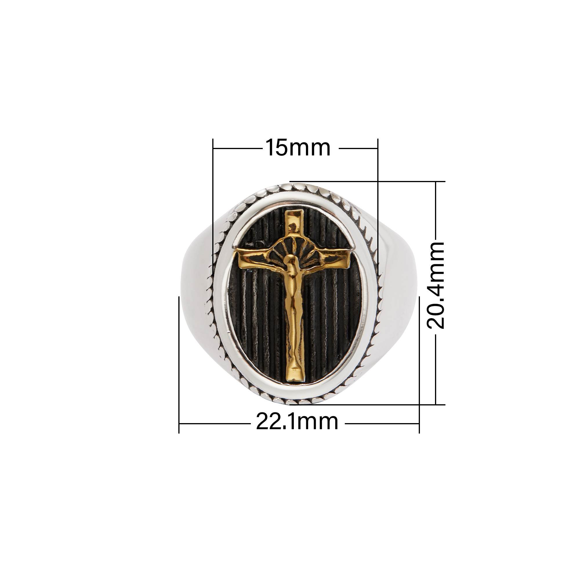 Heavy Cross Stainless Steel Ring,Gold Silver Baptism Ring,Cross Religious Ring,Men's Ring,DIY Ring Supplies 1295014 - Click Image to Close