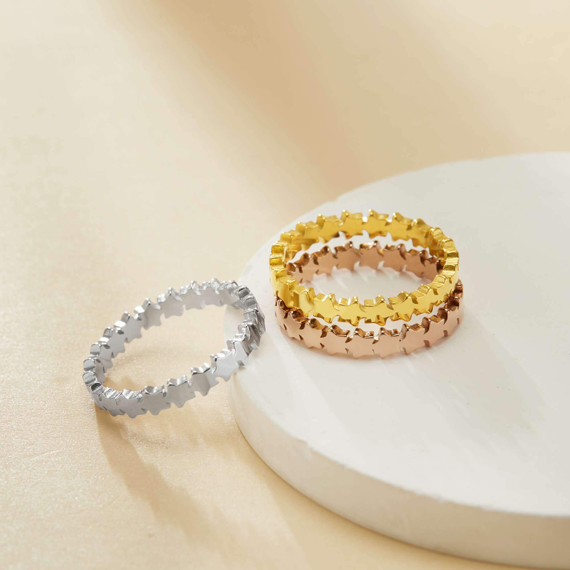 Full Band Star Circle Stacker Ring,Stainless Steel Star Ring,Rose Gold Minimalist Star Ring,Heart Stackable Ring,DIY Ring Supplies 1295016 - Click Image to Close