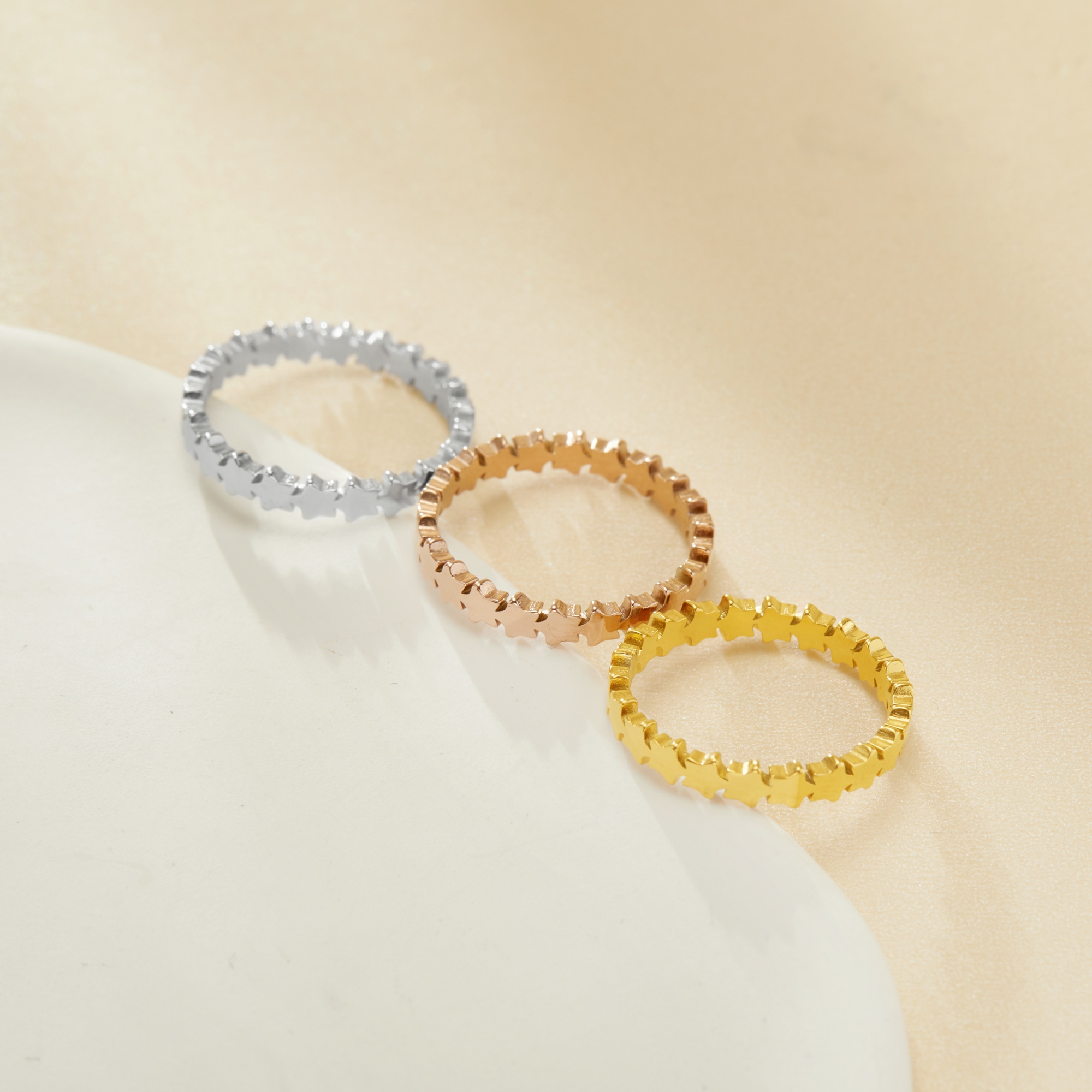 Full Band Star Circle Stacker Ring,Stainless Steel Star Ring,Rose Gold Minimalist Star Ring,Heart Stackable Ring,DIY Ring Supplies 1295016 - Click Image to Close