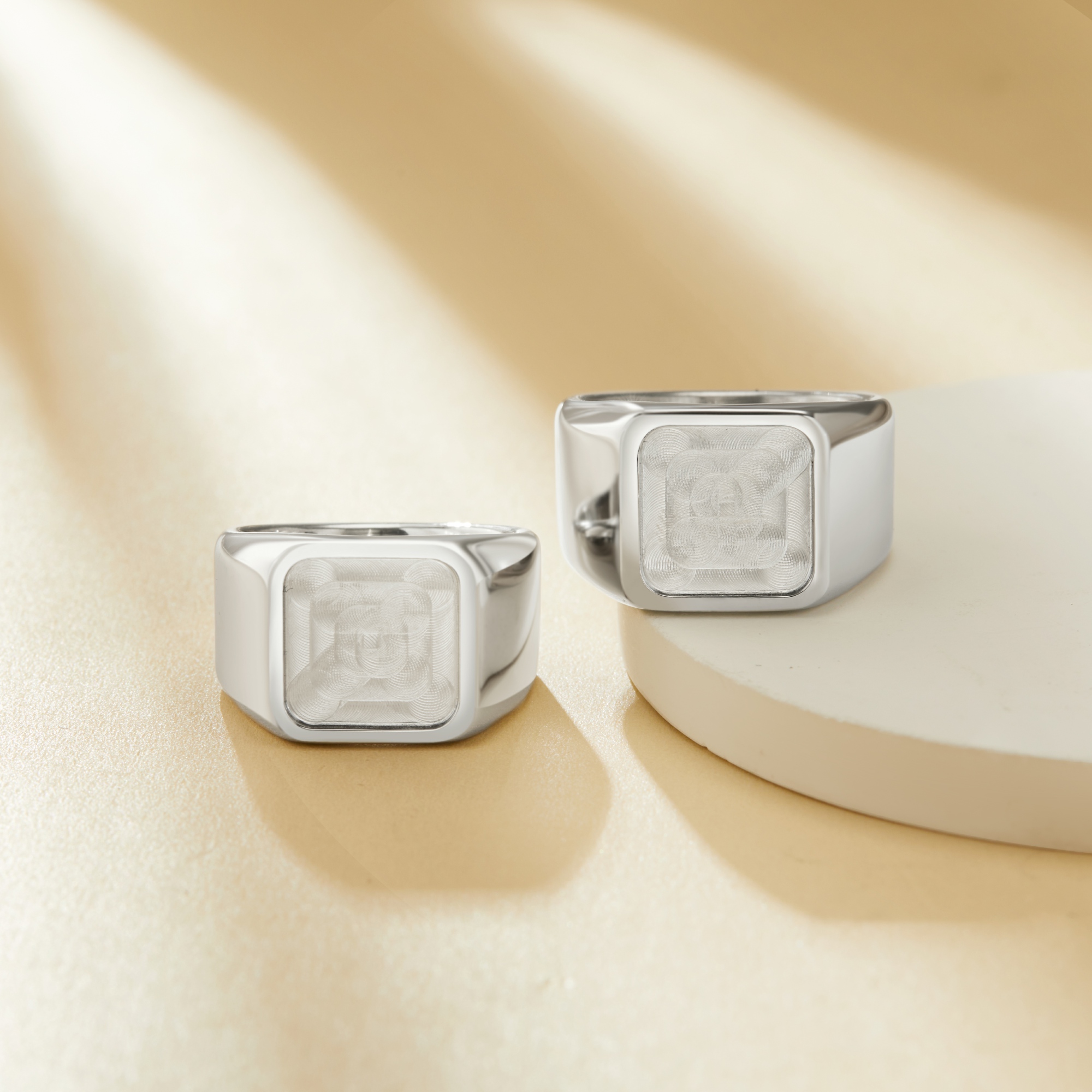 Cushion Square Stainless Steel Ring,Customized Square Photo Ring,Silver Stainless Stell Ring,DIY Ring Blank 1295017 - Click Image to Close