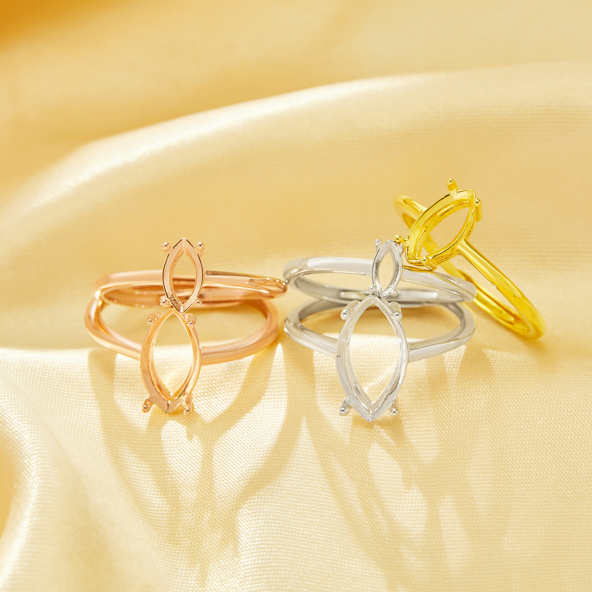 Marquise Prong Ring Settings,Solid 925 Sterling Silver Rose Gold Plated Ring,Minimalist Marquise Ring,DIY Ring Blank Supplies 1295032 - Click Image to Close