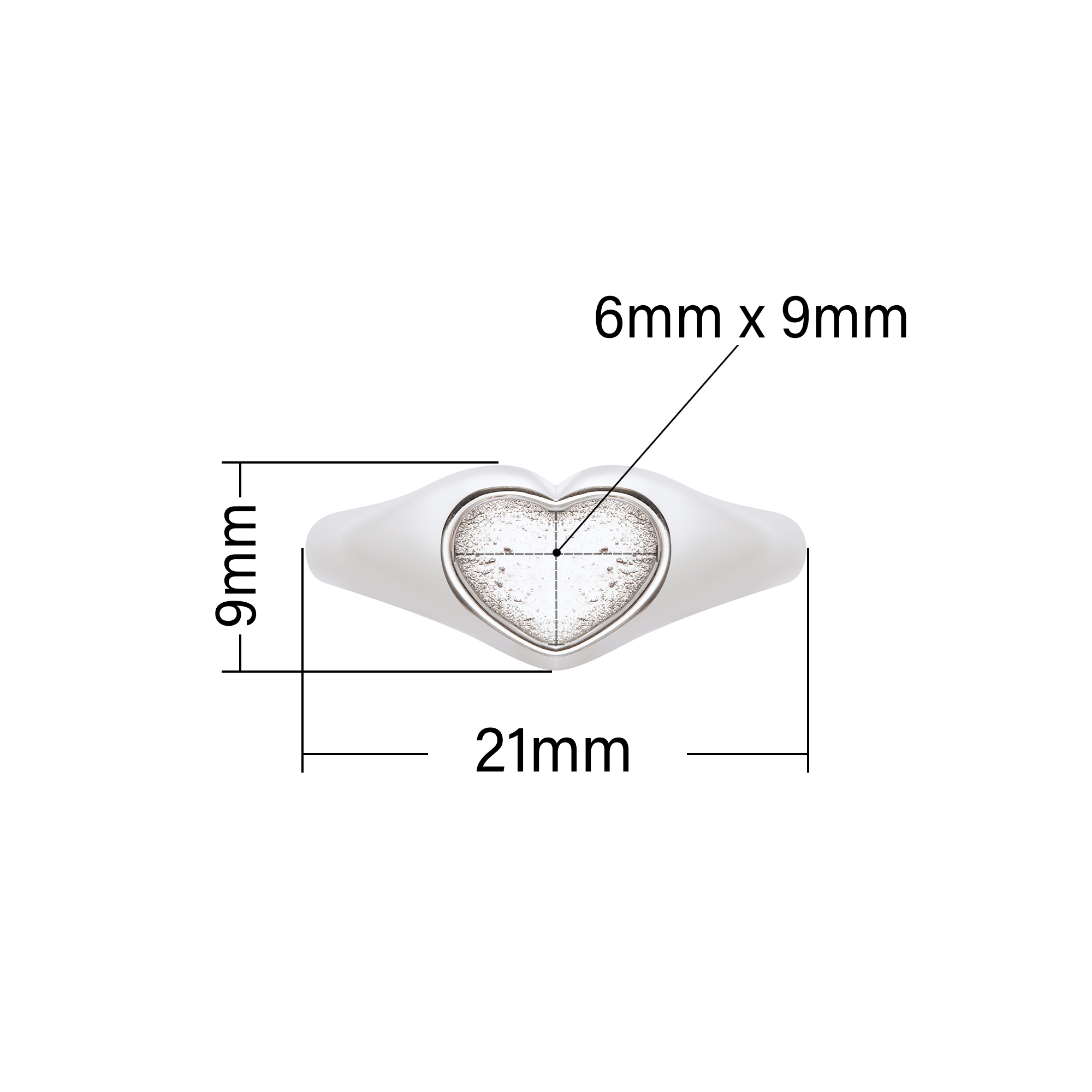 6x9MM Keepsake Breast Milk Resin Heart Bezel Ring,316L Stainless Steel Resin Silver Ring,DIY Ring Blank Supplies 1295035 - Click Image to Close