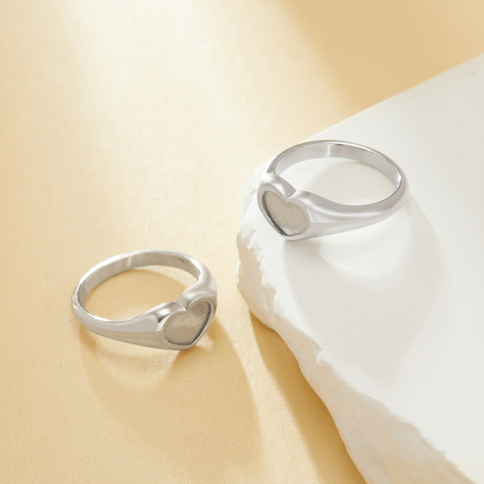 6x9MM Keepsake Breast Milk Resin Heart Bezel Ring,316L Stainless Steel Resin Silver Ring,DIY Ring Blank Supplies 1295035 - Click Image to Close