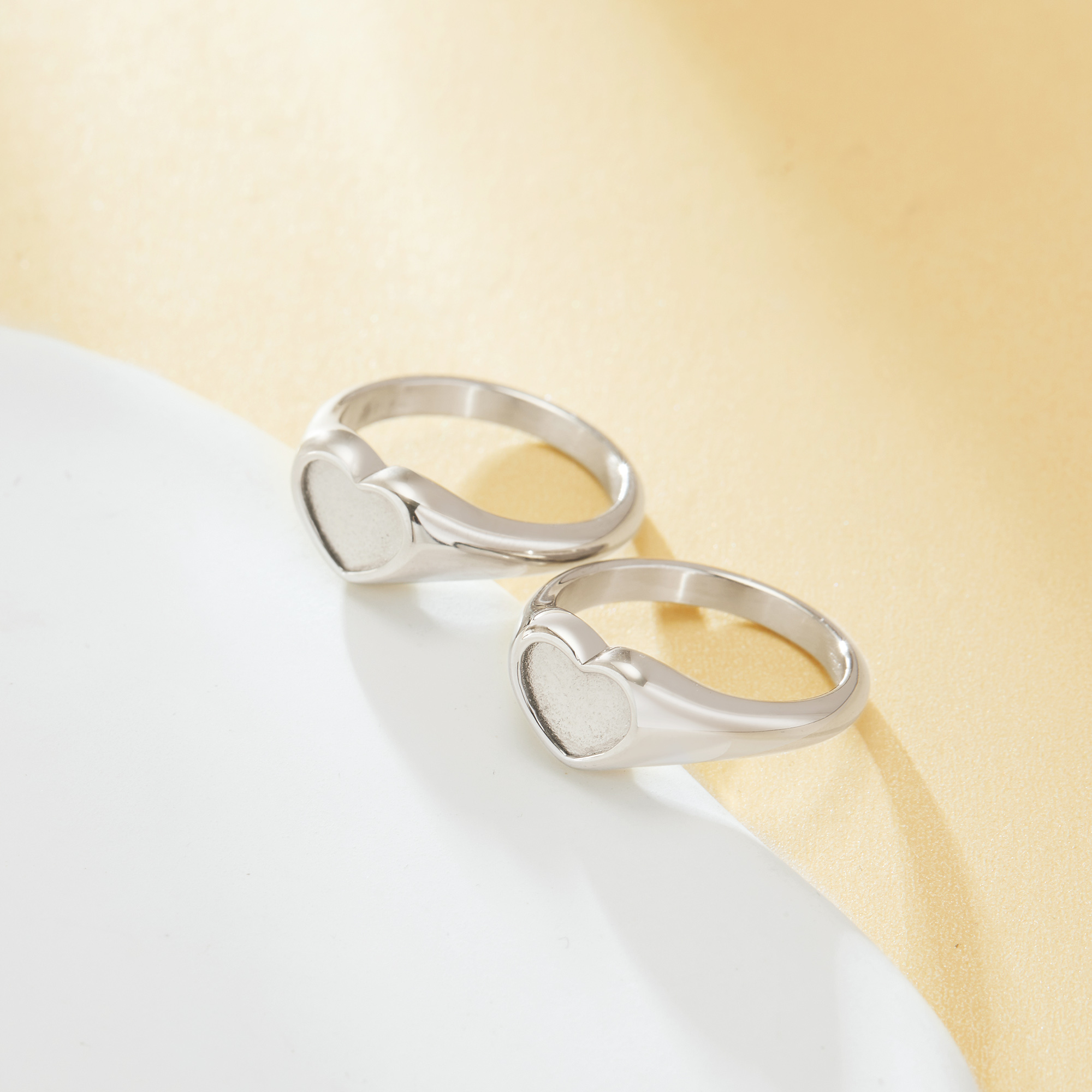 6x9MM Keepsake Breast Milk Resin Heart Bezel Ring,316L Stainless Steel Resin Silver Ring,DIY Ring Blank Supplies 1295035 - Click Image to Close