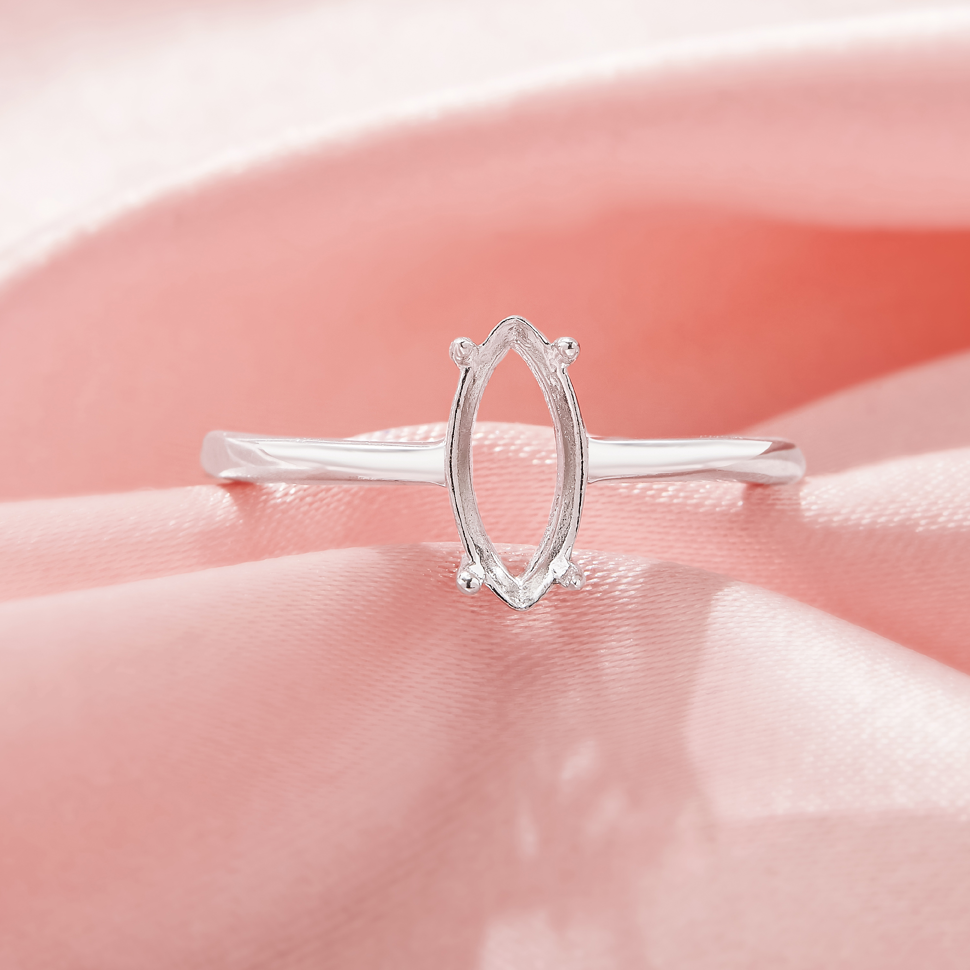 Minimalist Marquise Prong Ring Settings,Solid 14K 18K Gold Ring,Simple Marquise Ring,DIY Ring Supplies For Gemstone 1295036 - Click Image to Close