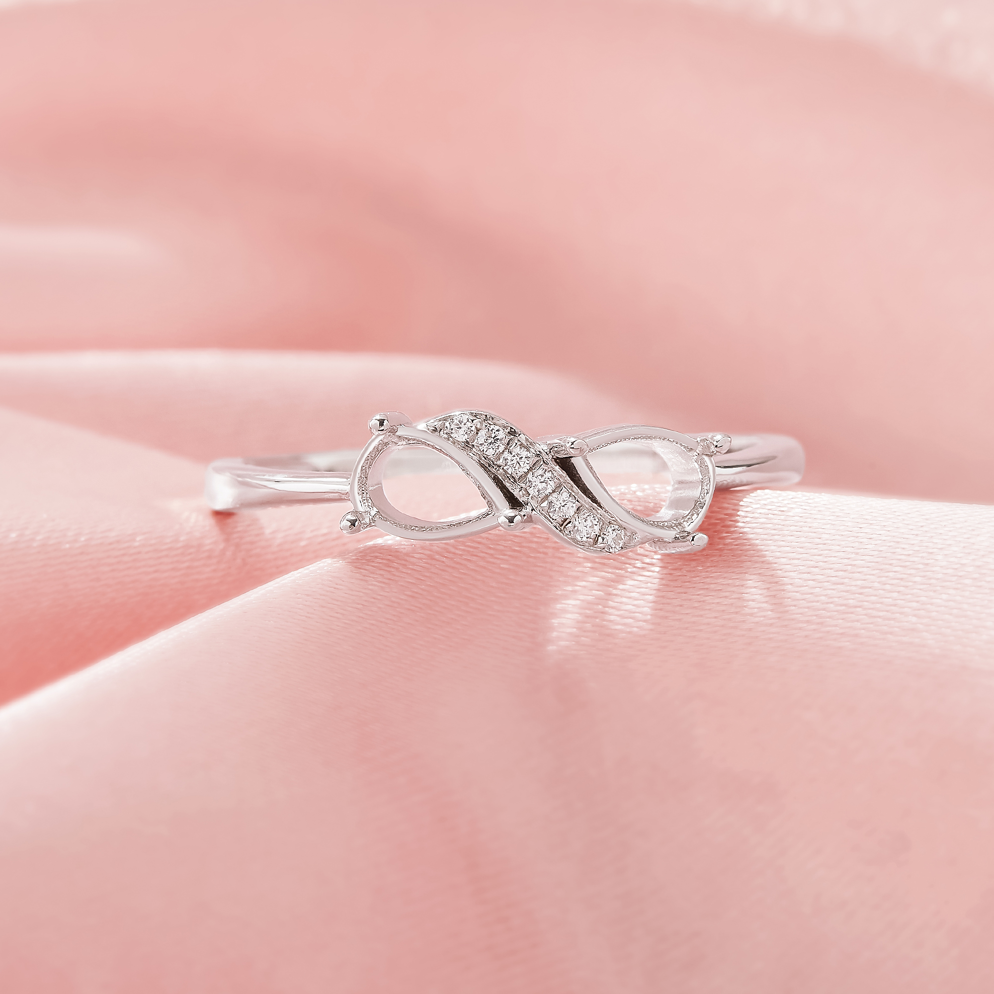 Two Stones 4x6MM Pear Prong Ring Settings,Infinity Solid 925 Sterling Silver Ring,CZ Stone Art Deco DIY Ring Supplies 1295037-1